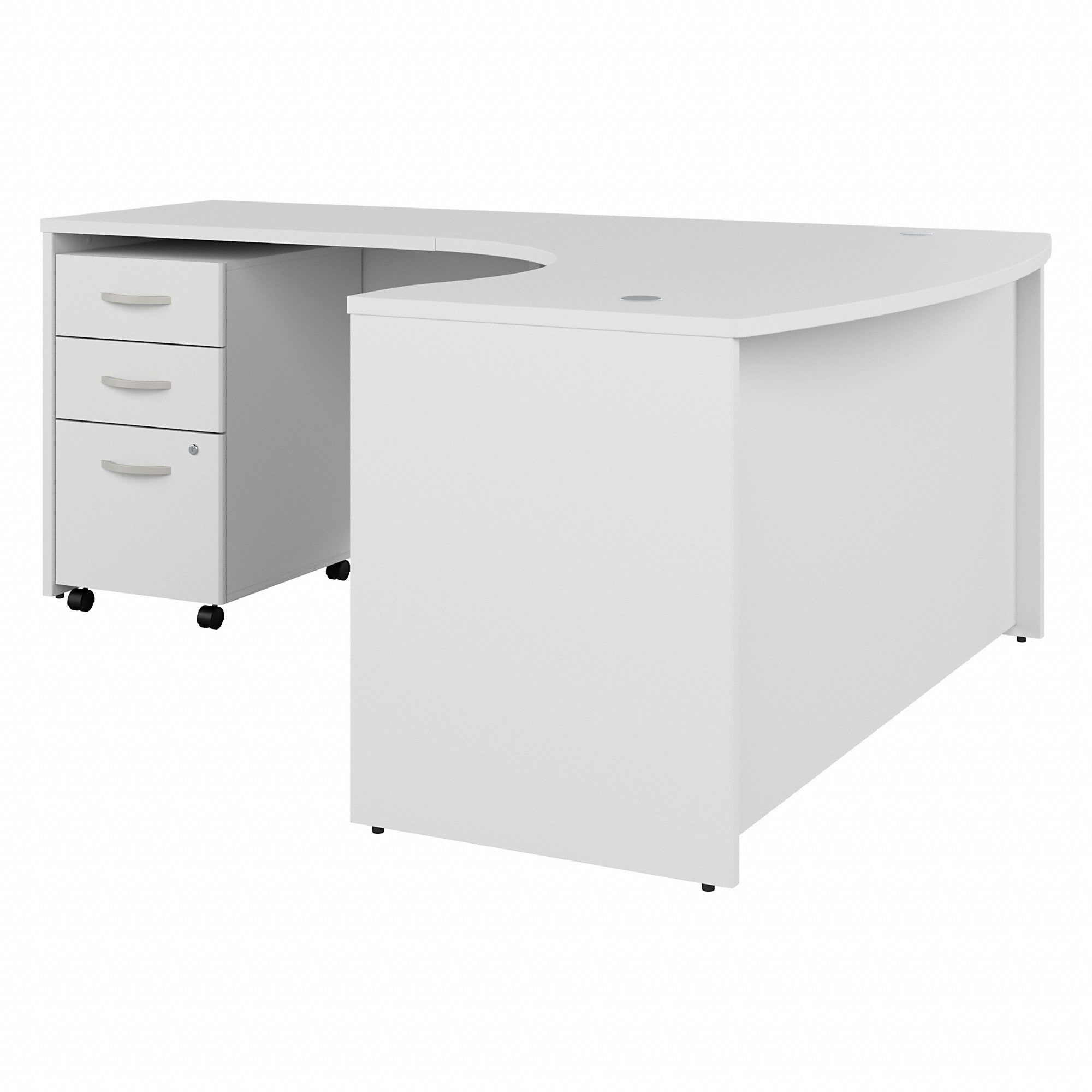 Bush Business Furniture Studio C 60W x 43D Left Hand L-Bow Desk with 3 Drawer Mobile File Cabinet