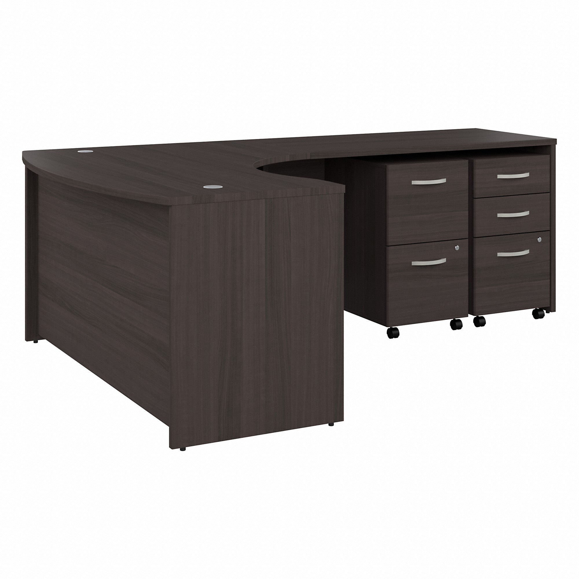 Bush Business Furniture Studio C 60W x 43D Right Hand L-Bow Desk with Mobile File Cabinets