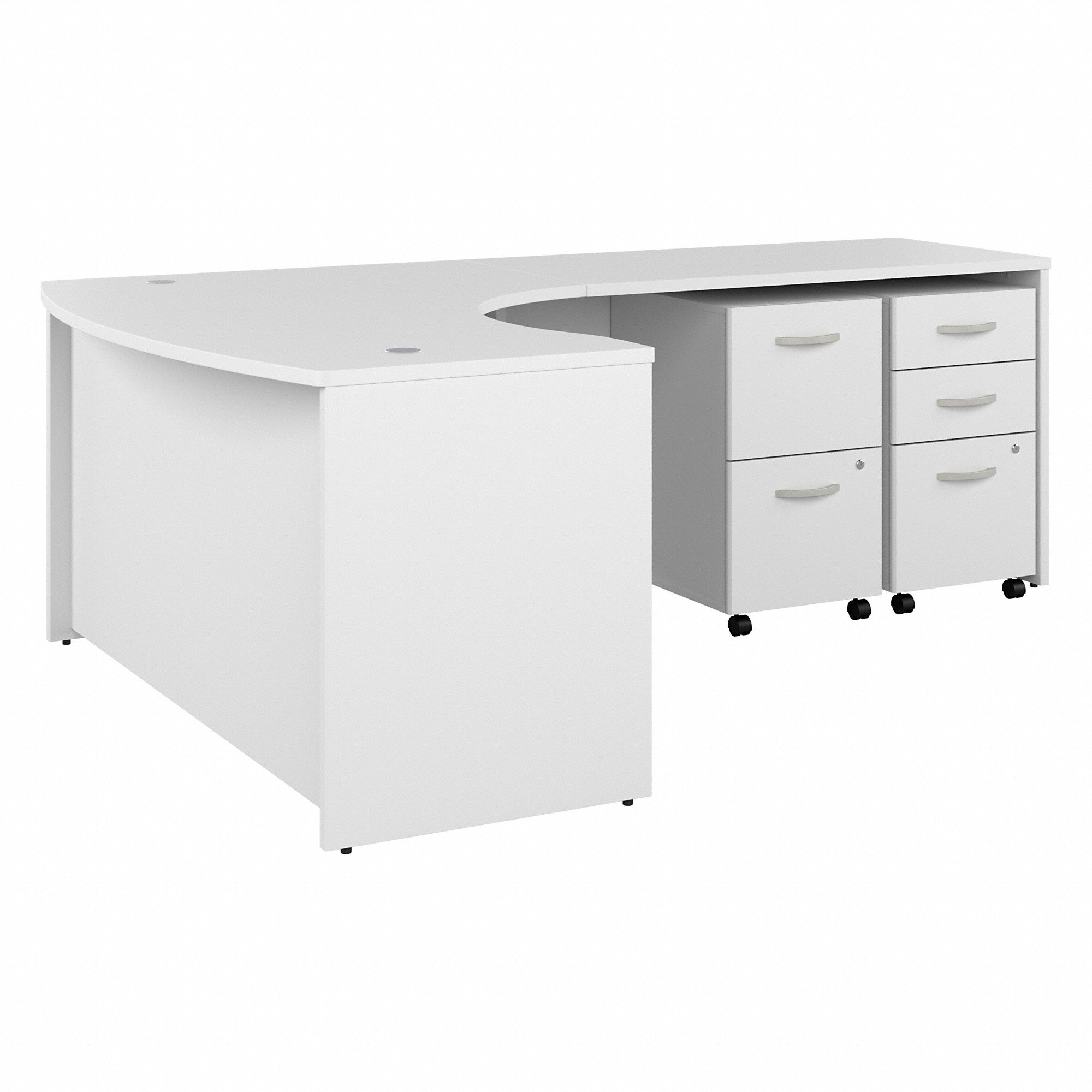 Bush Business Furniture Studio C 60W x 43D Right Hand L-Bow Desk with Mobile File Cabinets