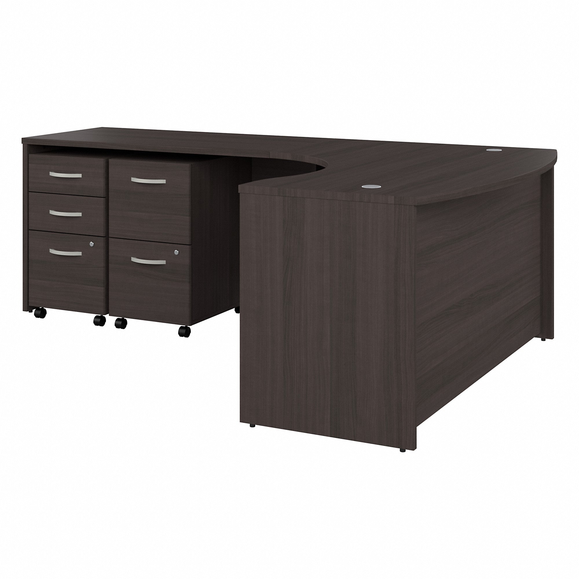 Bush Business Furniture Studio C 60W x 43D Left Hand L-Bow Desk with Mobile File Cabinets