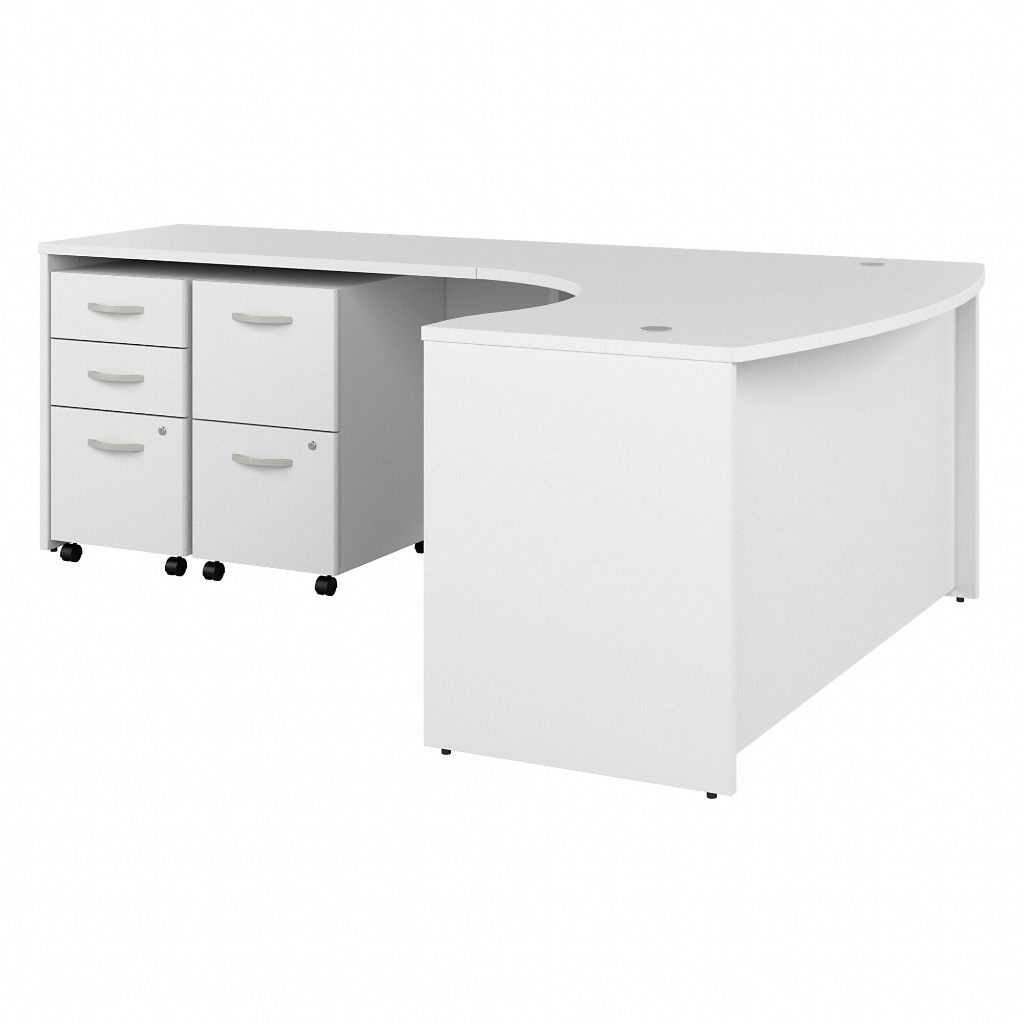 Bush Business Furniture Studio C 60W x 43D Left Hand L-Bow Desk with Mobile File Cabinets