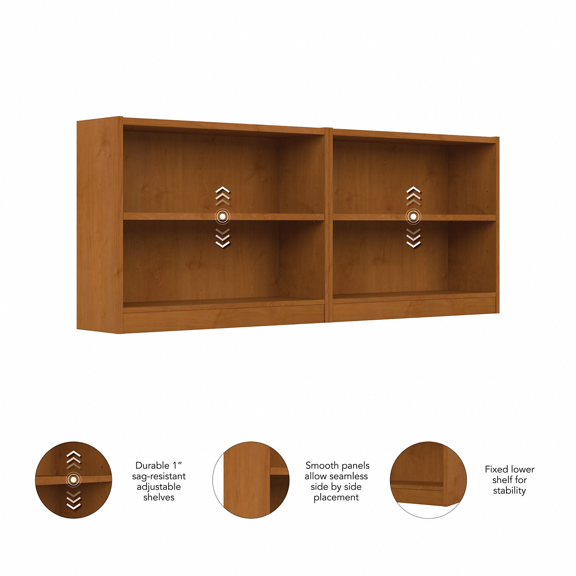 Bush Furniture Universal Small 2 Shelf Bookcase - Set of 2