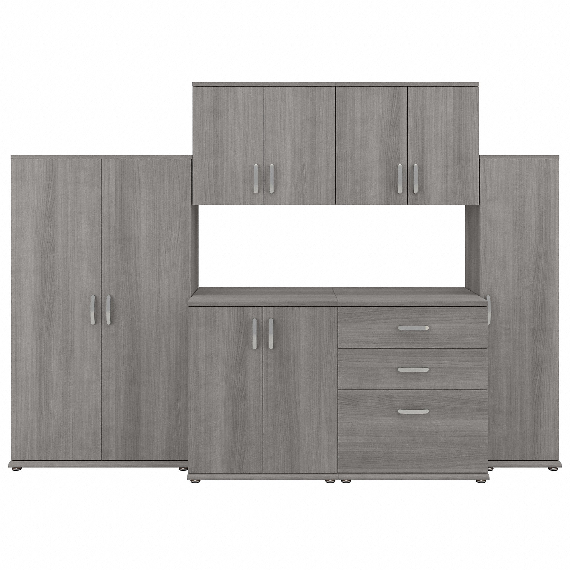 Bush Business Furniture Universal 108W 6 Piece Modular Storage Set with Floor and Wall Cabinets