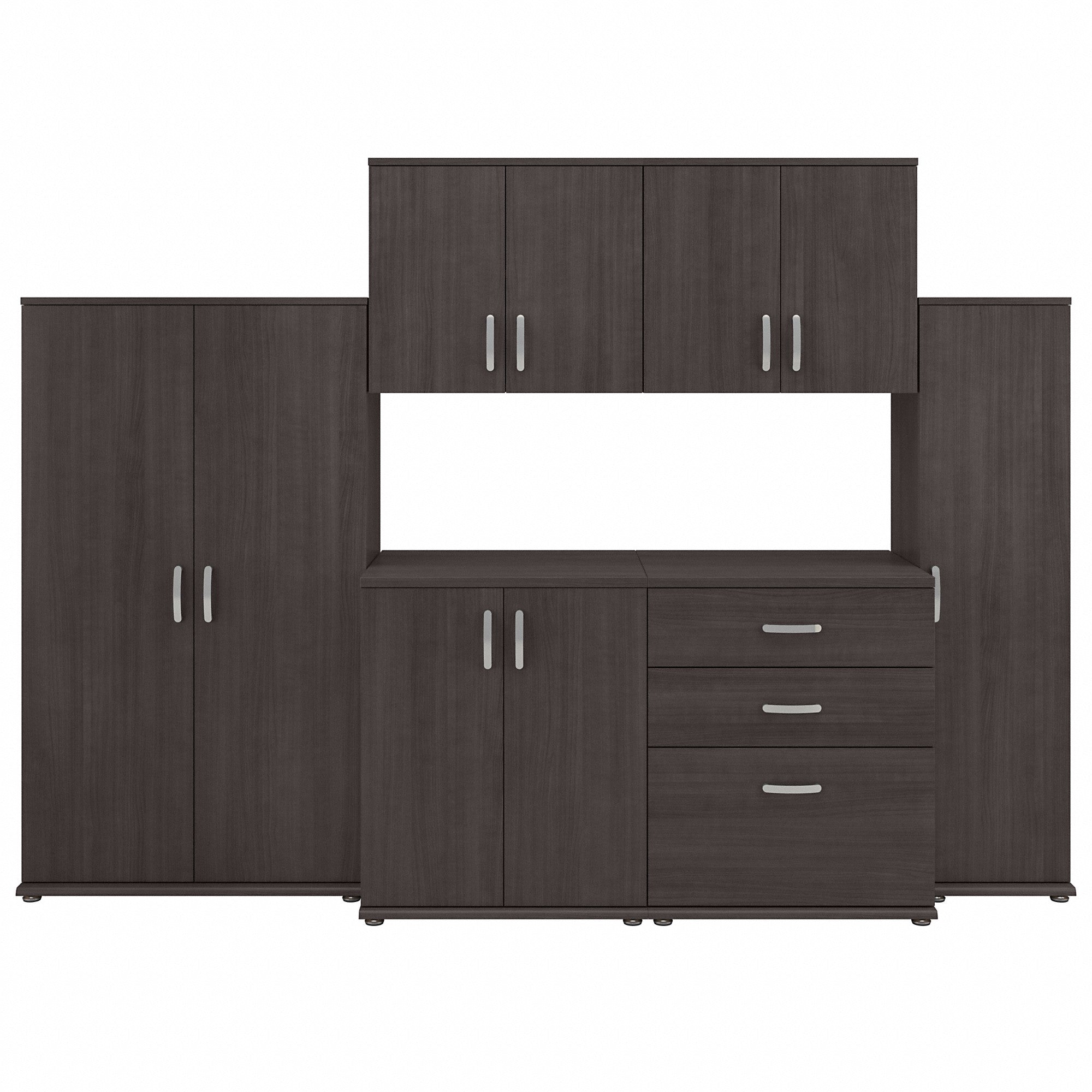 Bush Business Furniture Universal 108W 6 Piece Modular Storage Set with Floor and Wall Cabinets