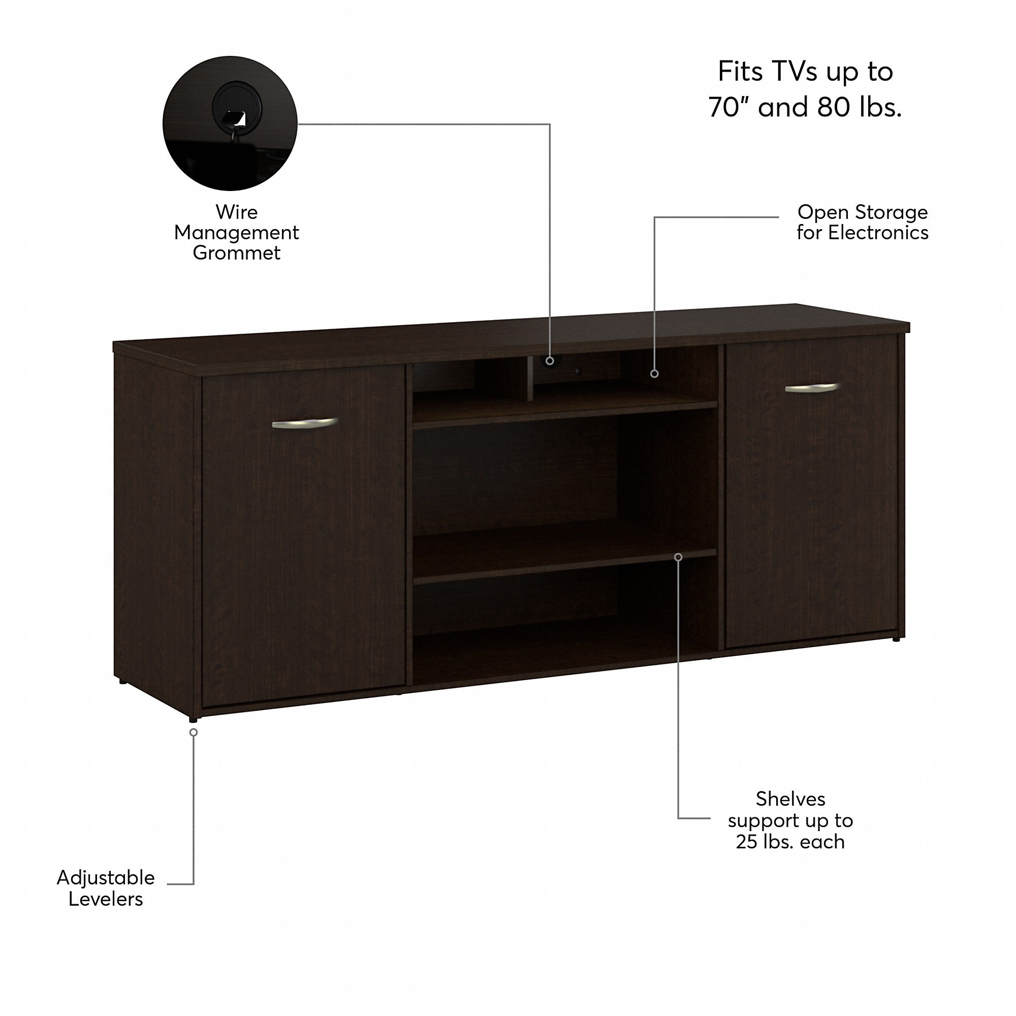 Bush Business Furniture Series C 72W Office Storage Cabinet with Doors and Shelves