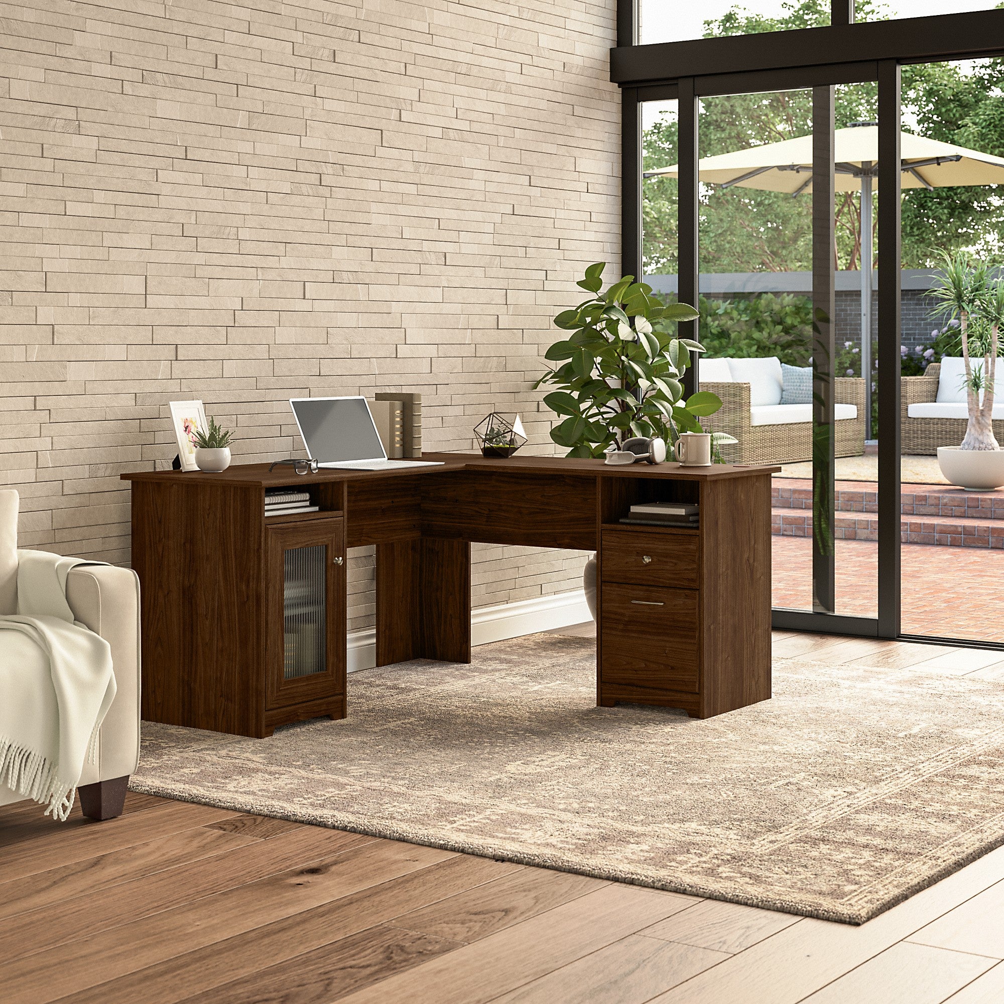 Bush Furniture Cabot 60W L Shaped Computer Desk with Storage