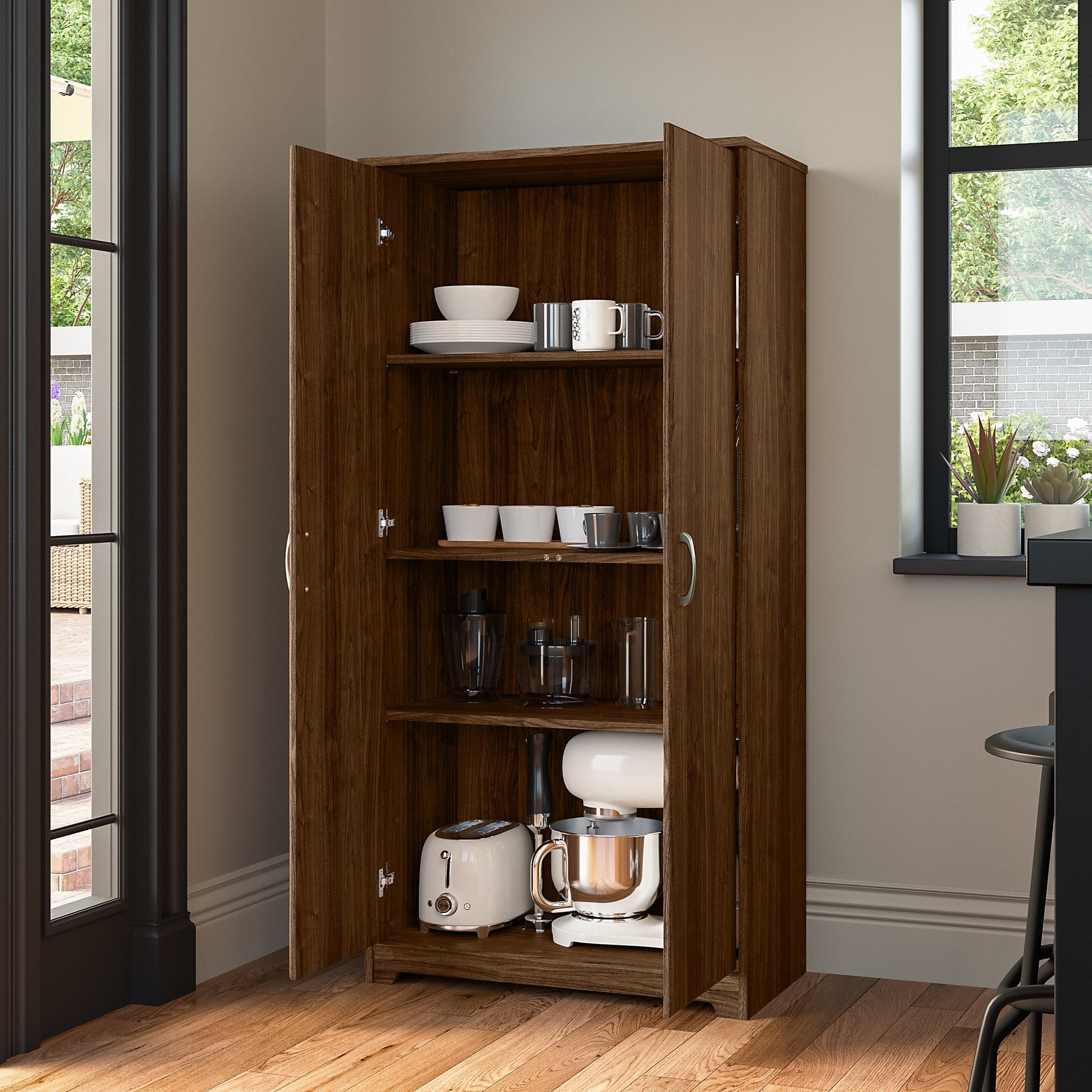 Bush Furniture Cabot Tall Kitchen Pantry Cabinet with Doors