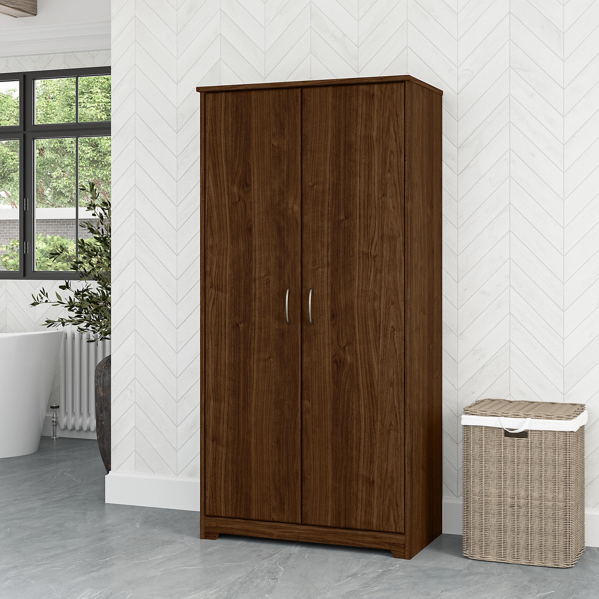 Bush Furniture Cabot Tall Bathroom Storage Cabinet with Doors