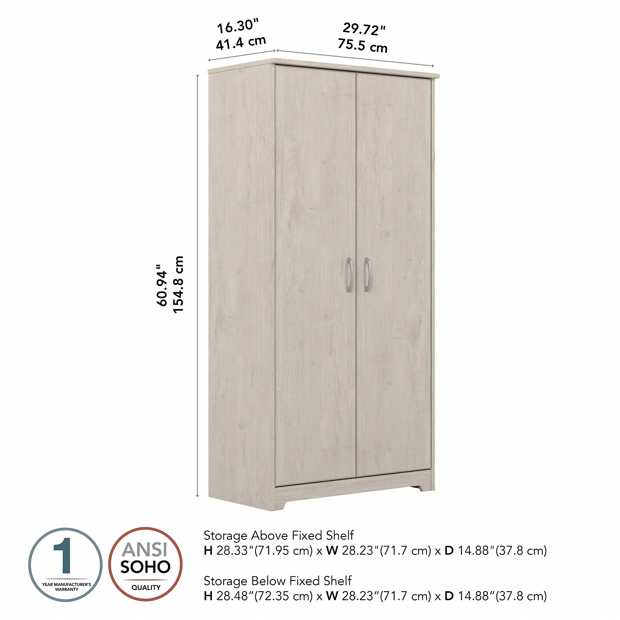 Bush Furniture Cabot Tall Kitchen Pantry Cabinet with Doors