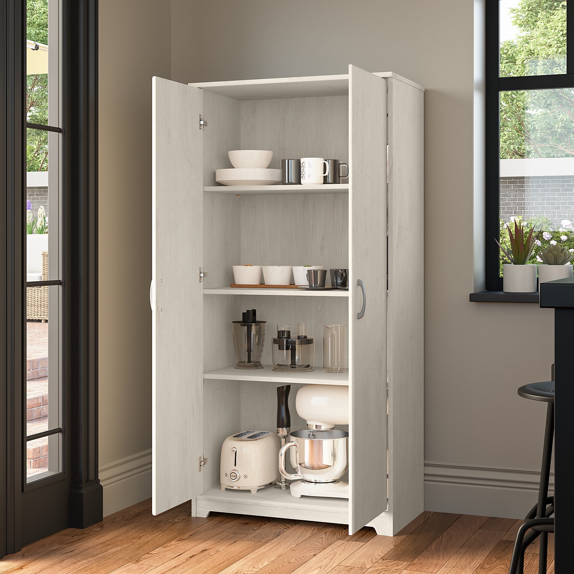 Bush Furniture Cabot Tall Kitchen Pantry Cabinet with Doors