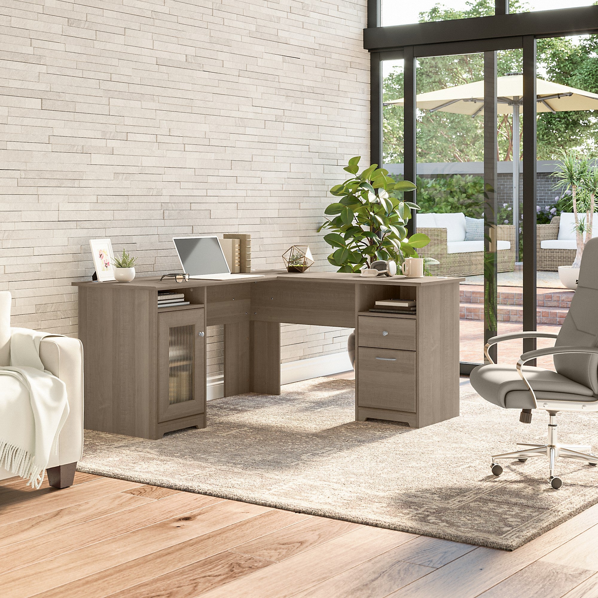 Bush Furniture Cabot 60W L Shaped Computer Desk with Storage