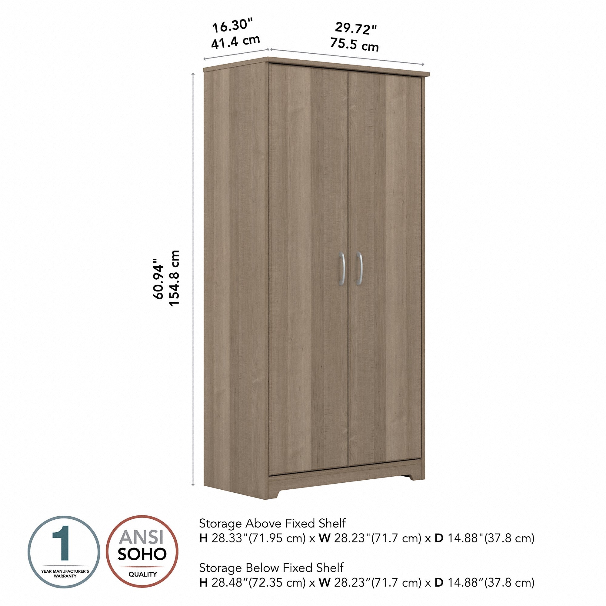 Bush Furniture Cabot Tall Bathroom Storage Cabinet with Doors