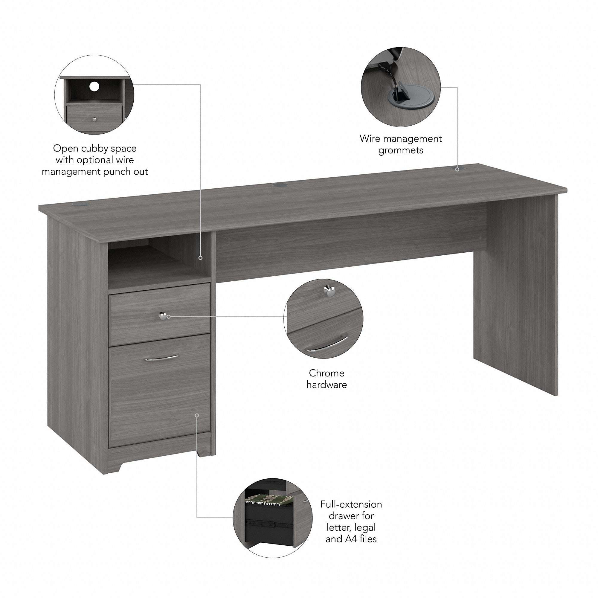 Bush Furniture Cabot 72W Computer Desk with Drawers