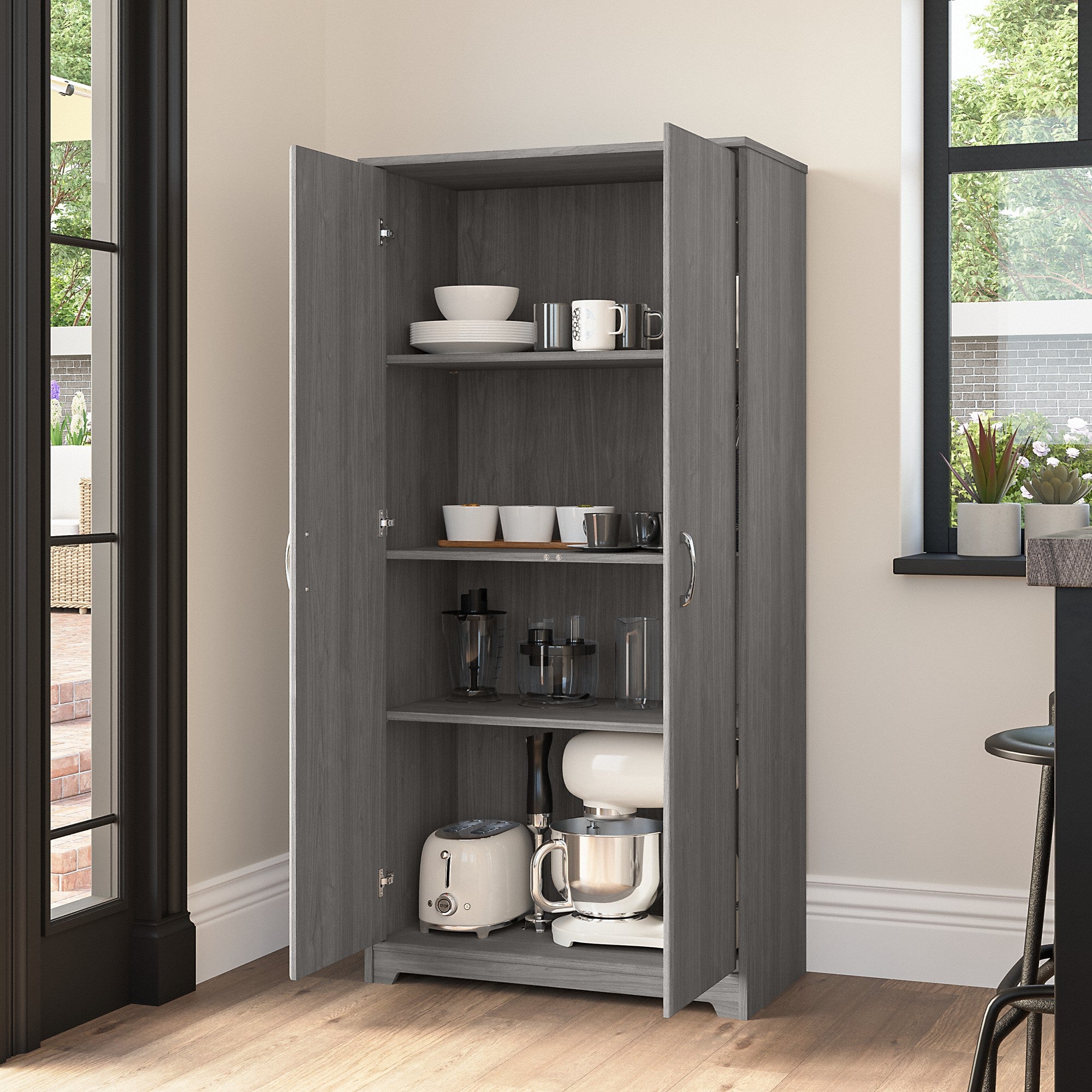 Bush Furniture Cabot Tall Kitchen Pantry Cabinet with Doors