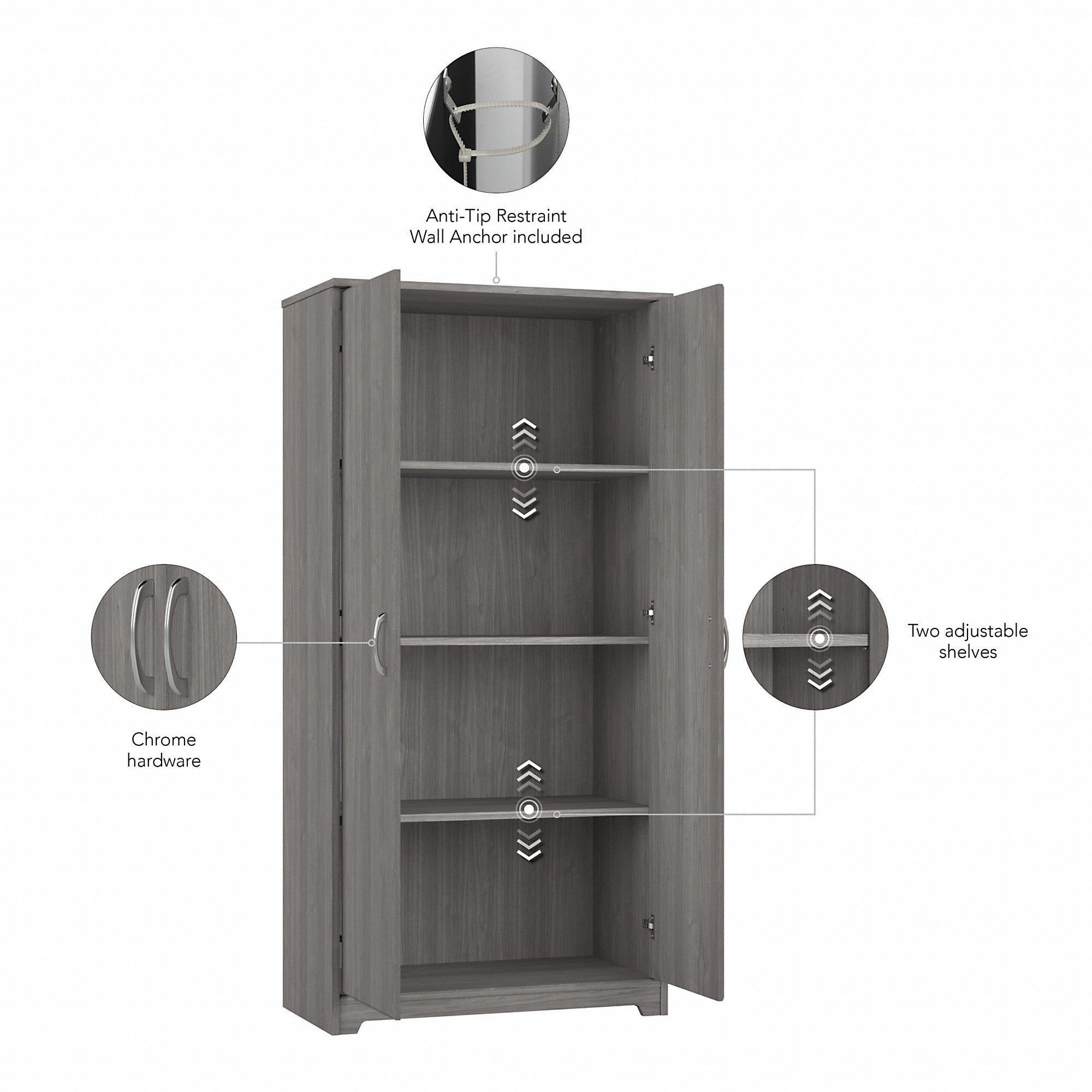 Bush Furniture Cabot Tall Bathroom Storage Cabinet with Doors