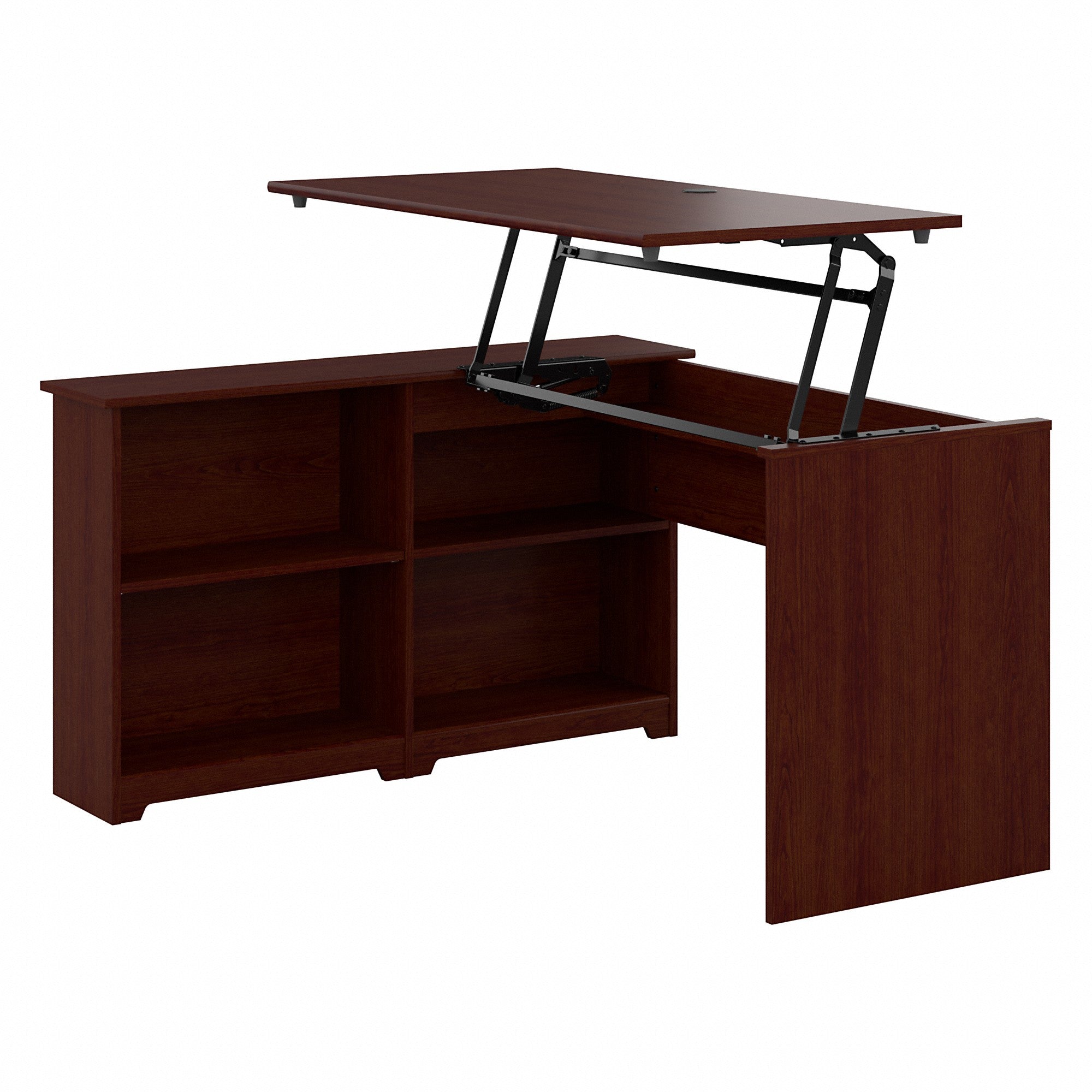 Bush Furniture Cabot 52W 3 Position Sit to Stand Corner Desk with Shelves