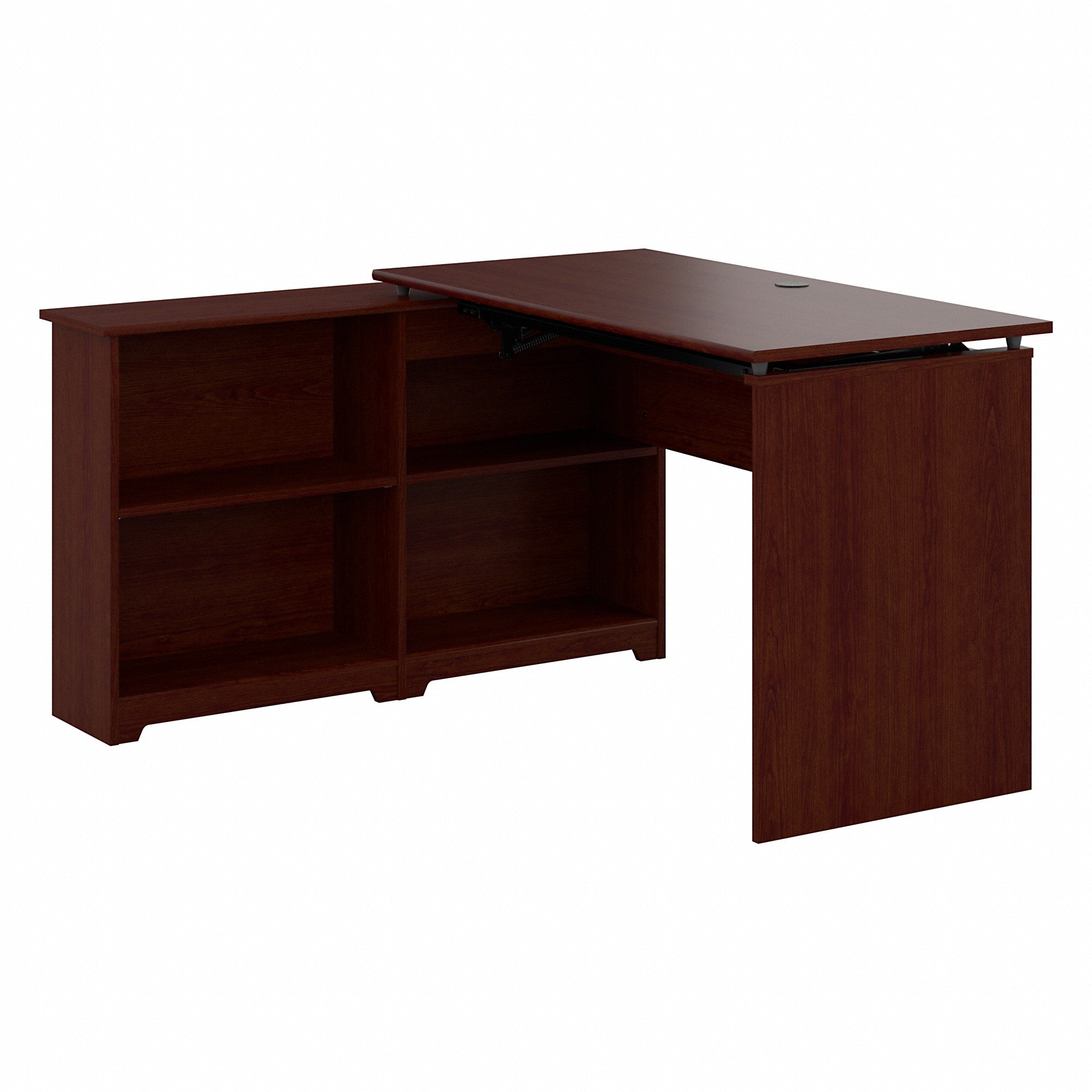 Bush Furniture Cabot 52W 3 Position Sit to Stand Corner Desk with Shelves