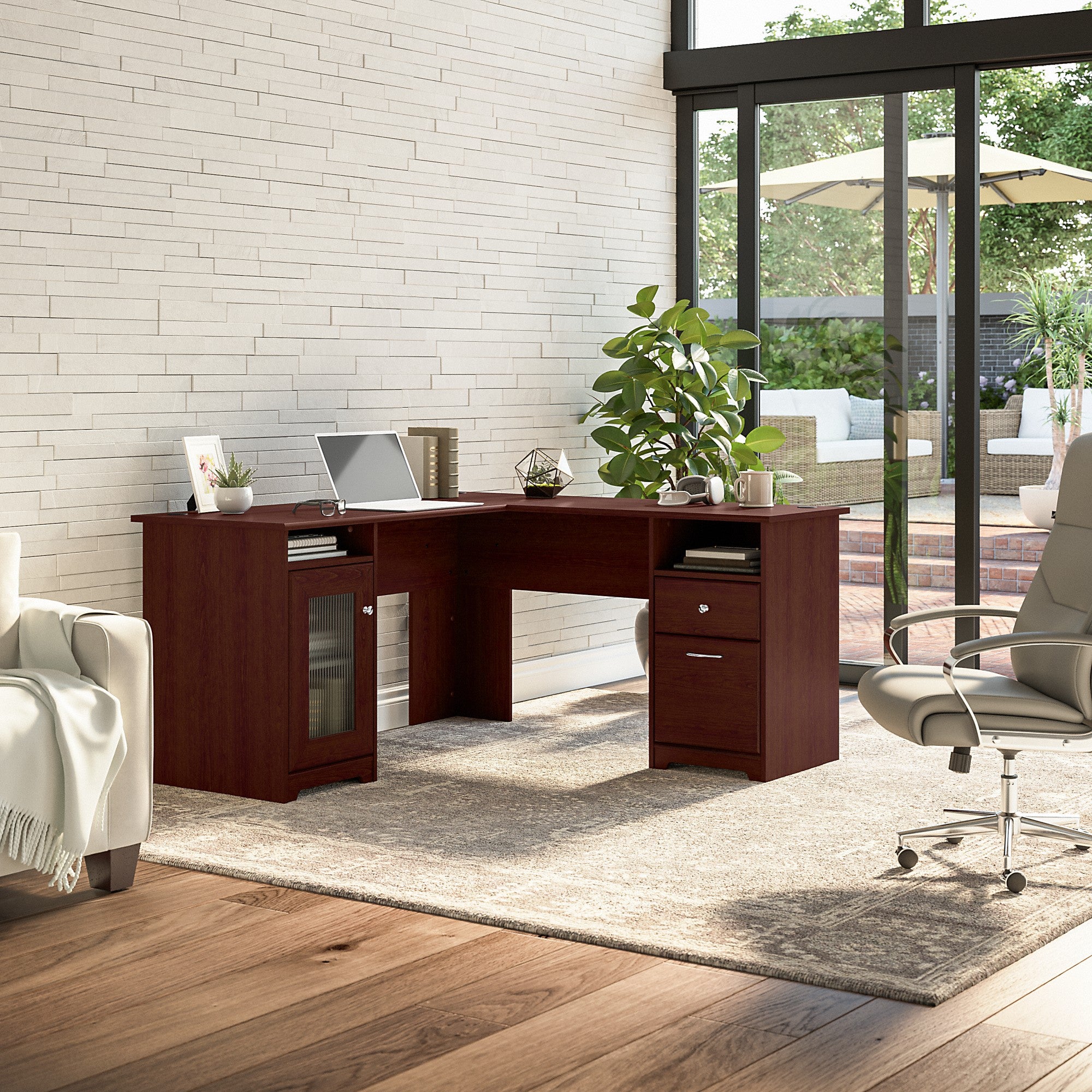 Bush Furniture Cabot 60W L Shaped Computer Desk with Storage