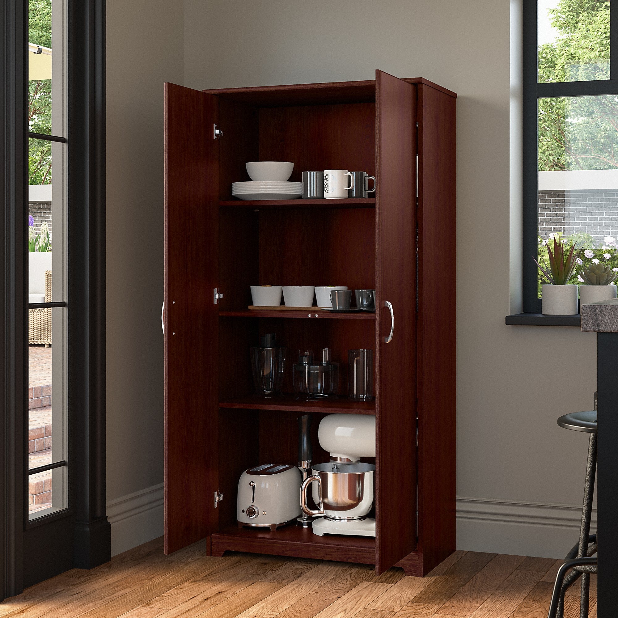 Bush Furniture Cabot Tall Kitchen Pantry Cabinet with Doors