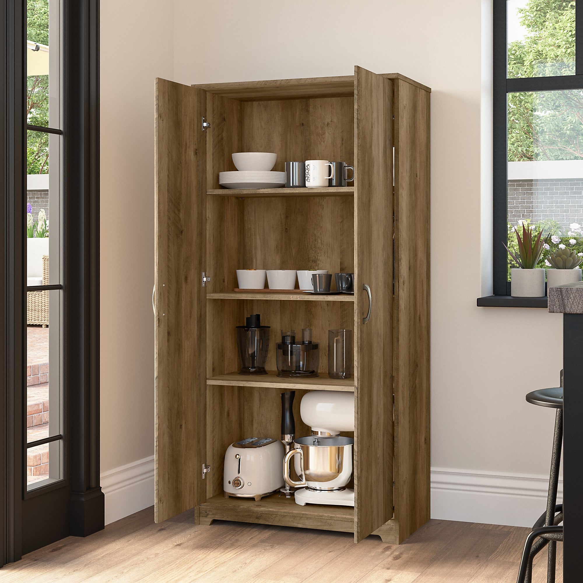 Bush Furniture Cabot Tall Kitchen Pantry Cabinet with Doors