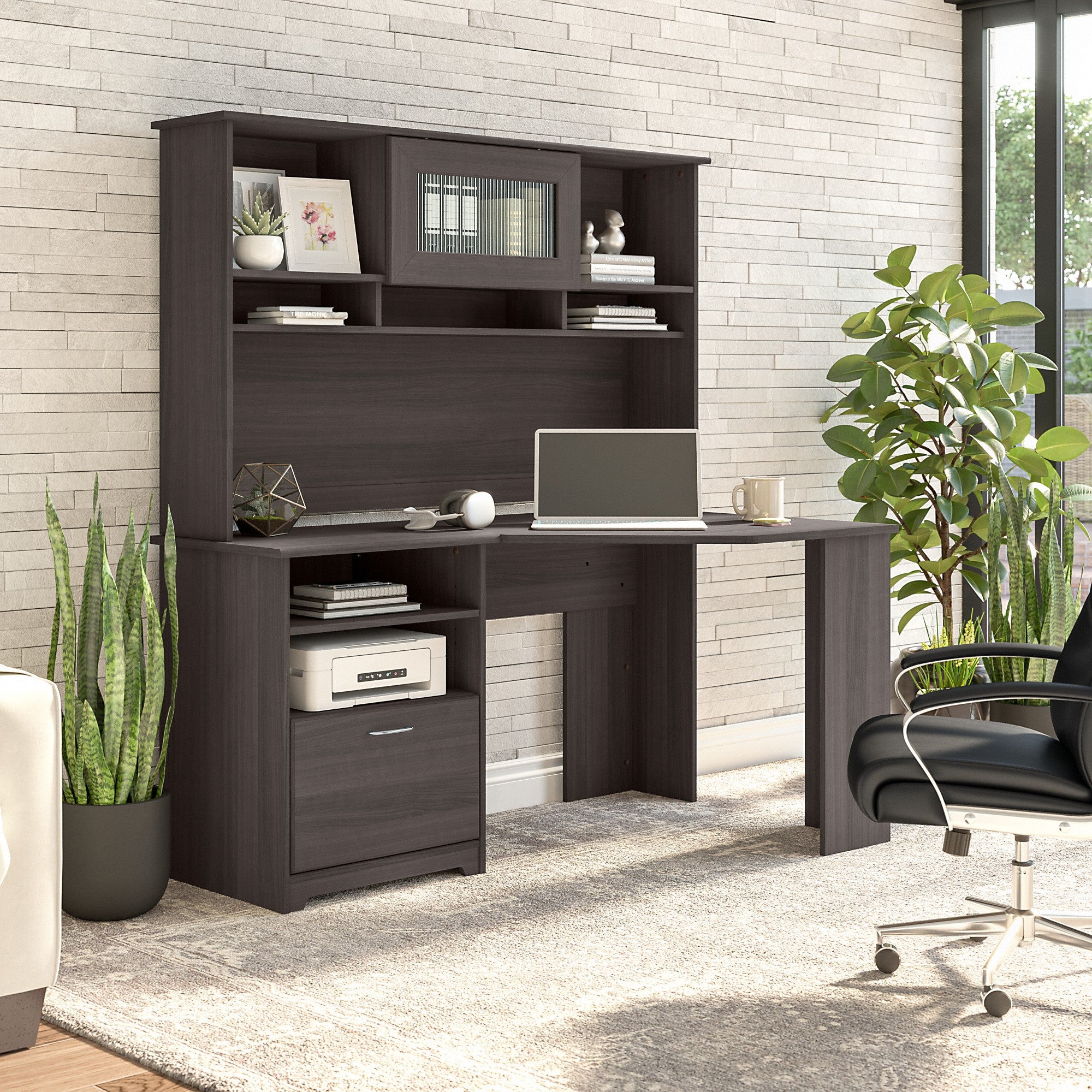 Bush Furniture Cabot 60W Corner Desk with Storage