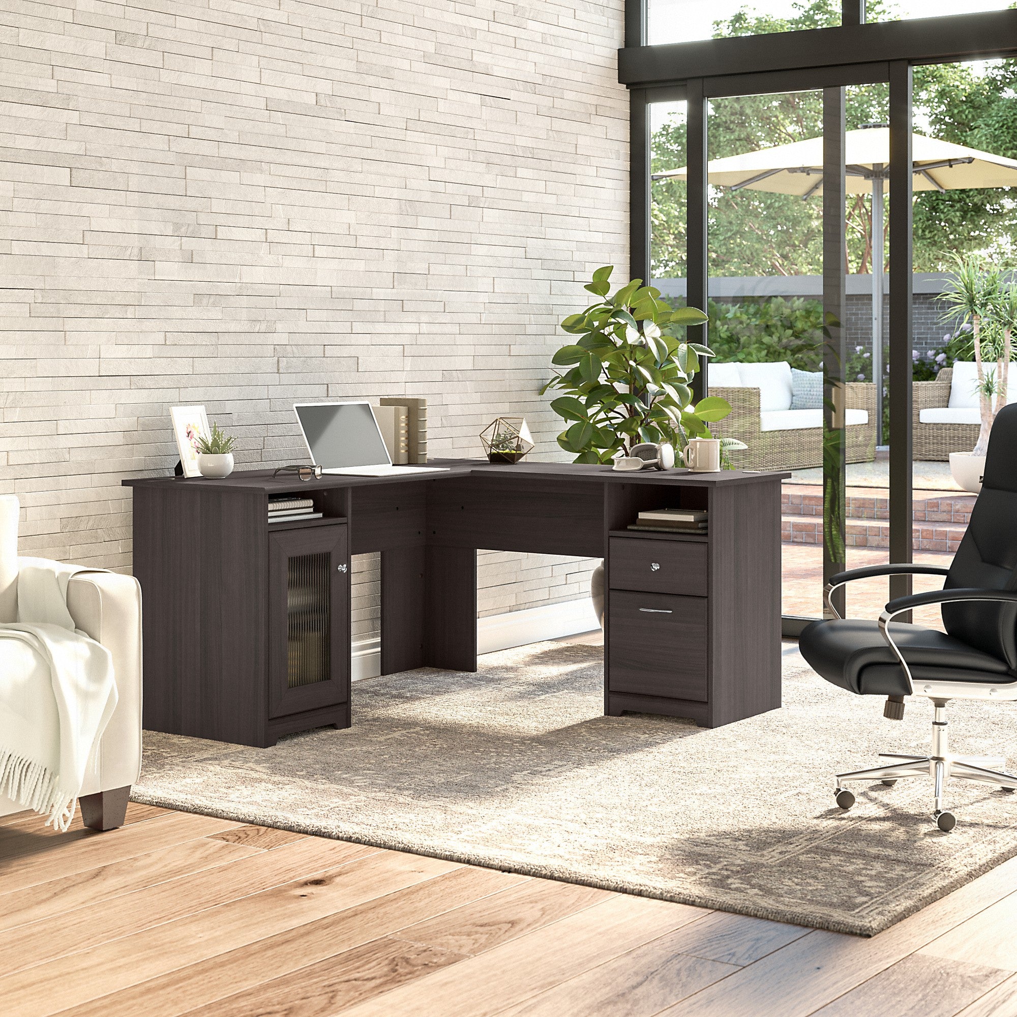 Bush Furniture Cabot 60W L Shaped Computer Desk with Storage