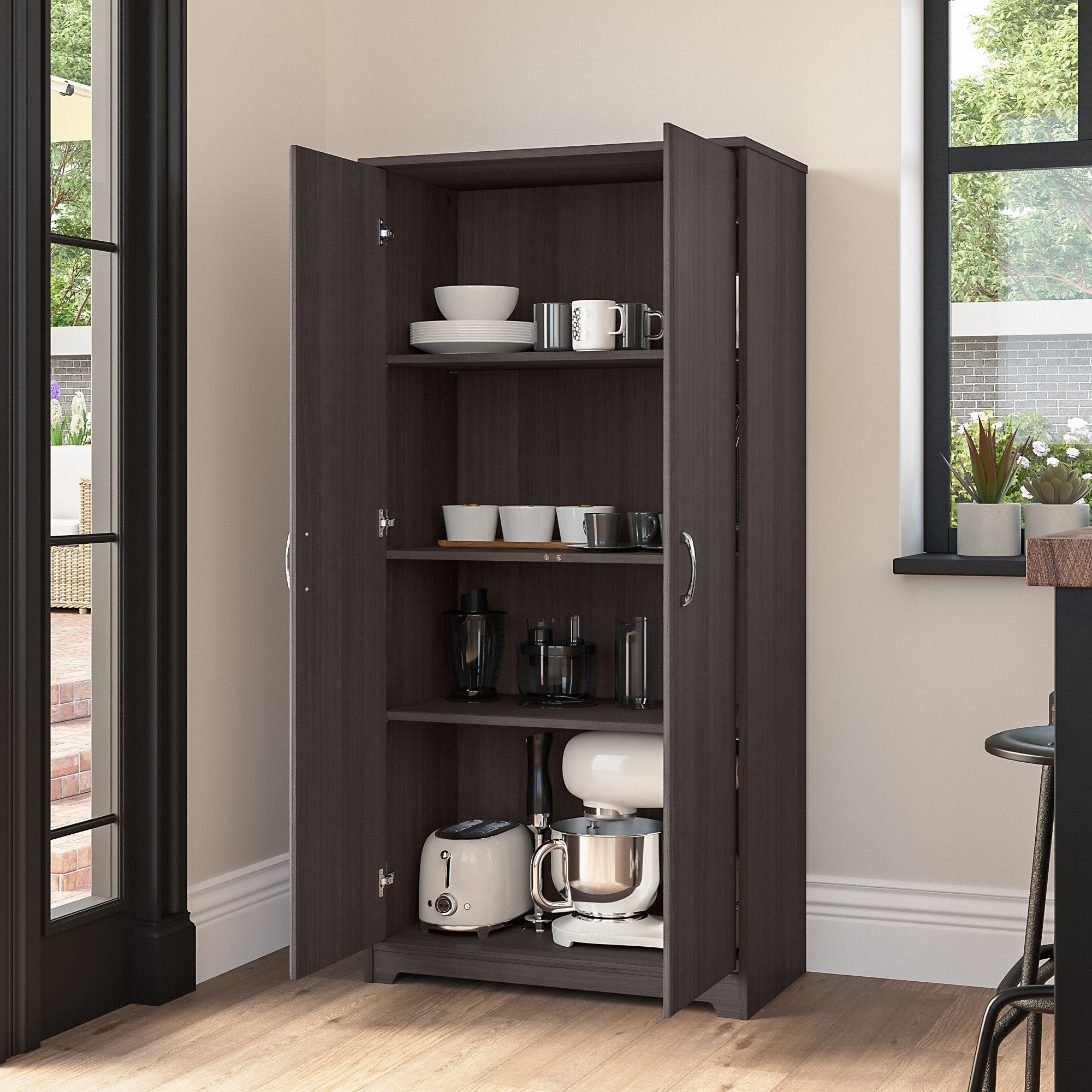 Bush Furniture Cabot Tall Kitchen Pantry Cabinet with Doors