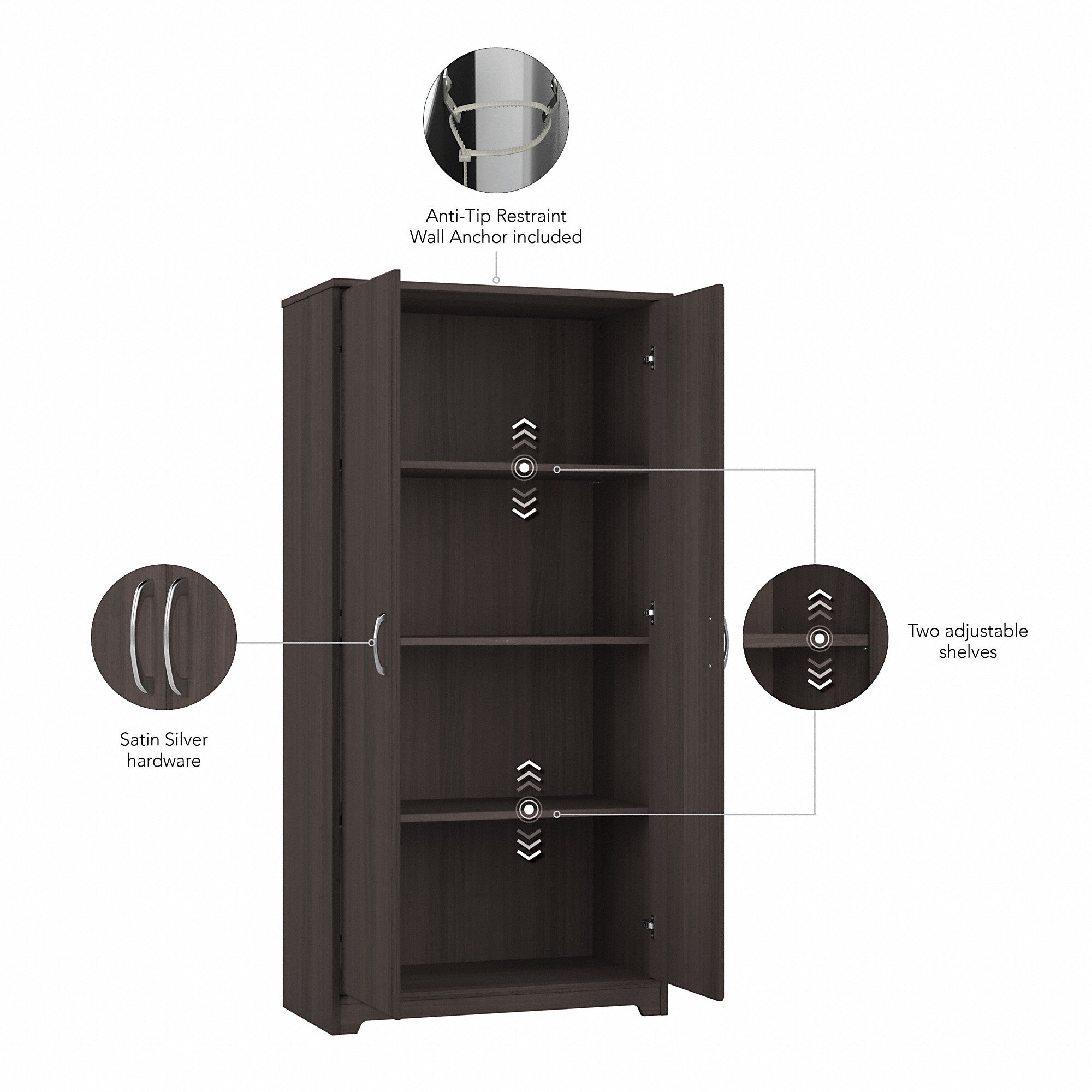 Bush Furniture Cabot Tall Bathroom Storage Cabinet with Doors