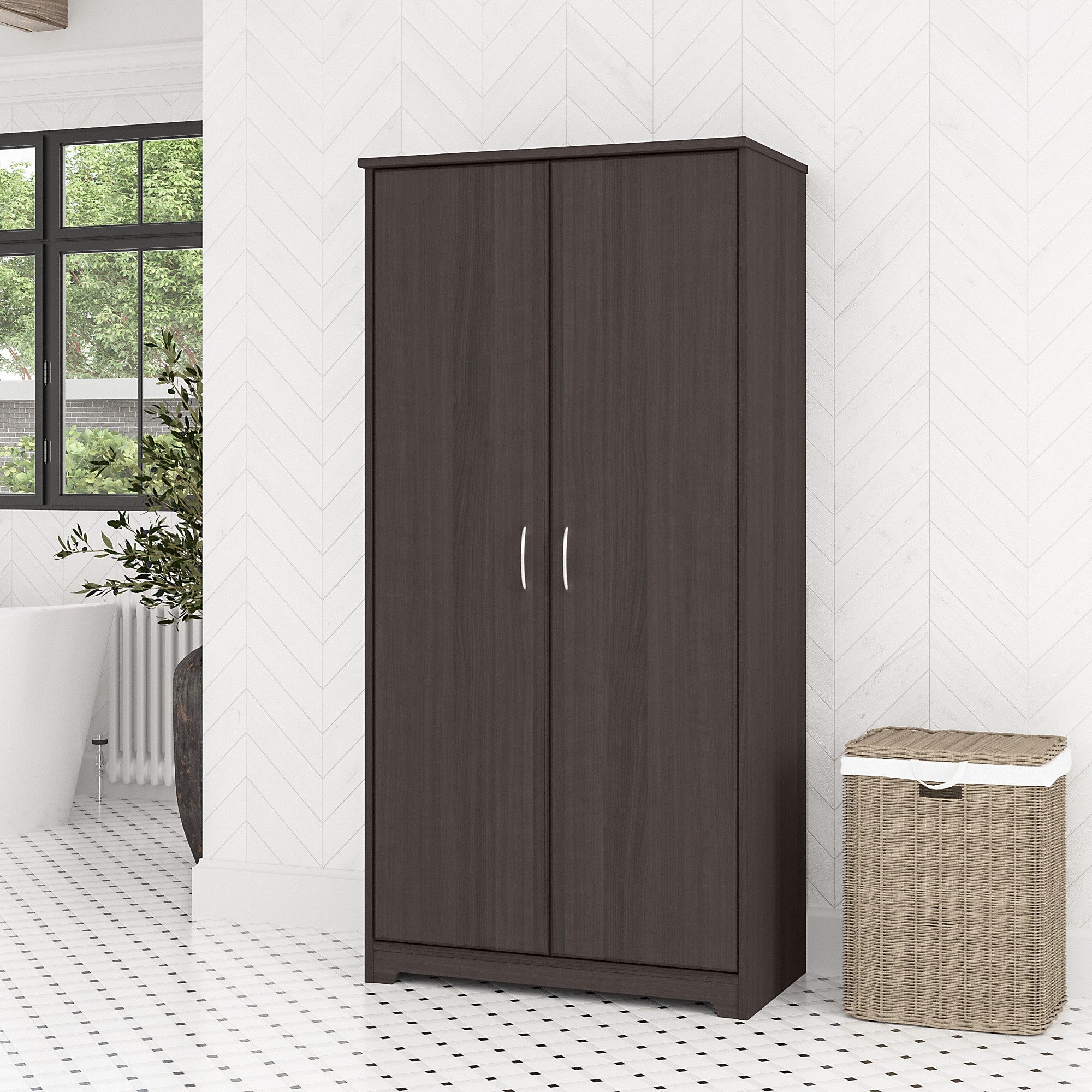 Bush Furniture Cabot Tall Bathroom Storage Cabinet with Doors