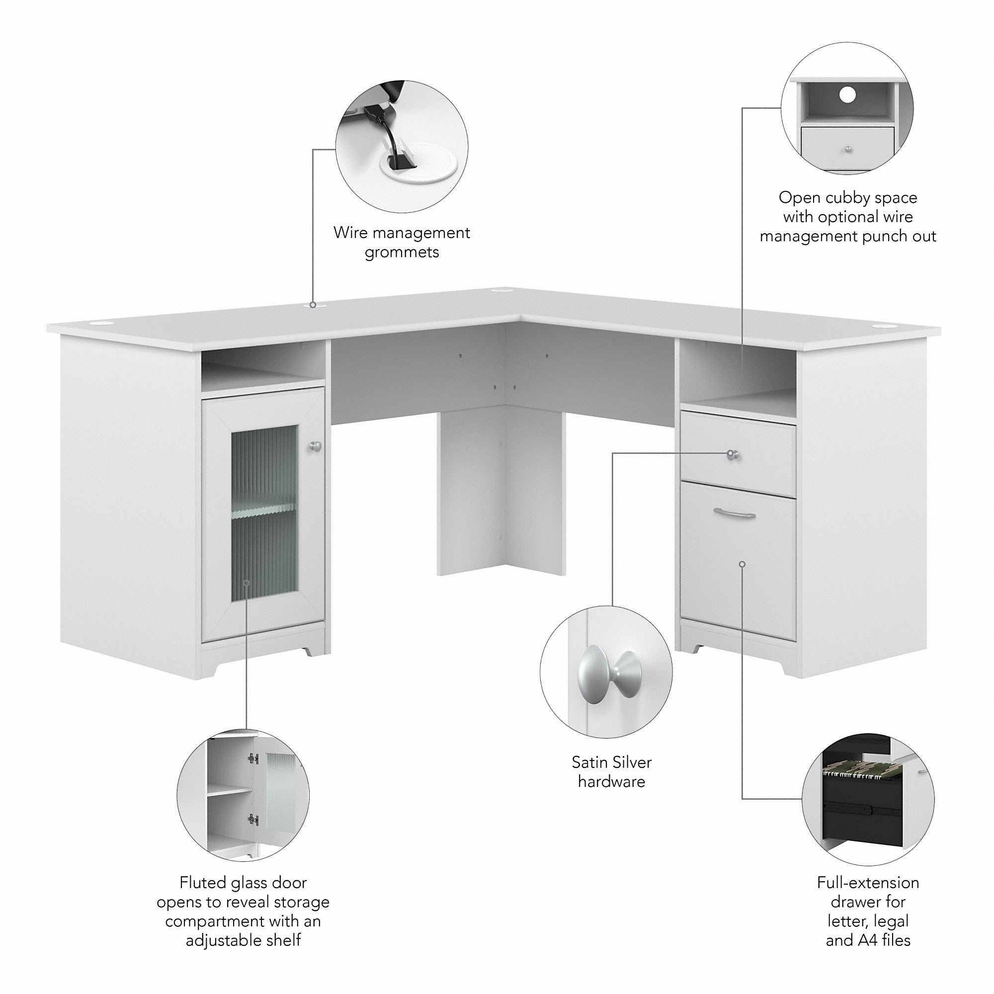 Bush Furniture Cabot 60W L Shaped Computer Desk with Storage