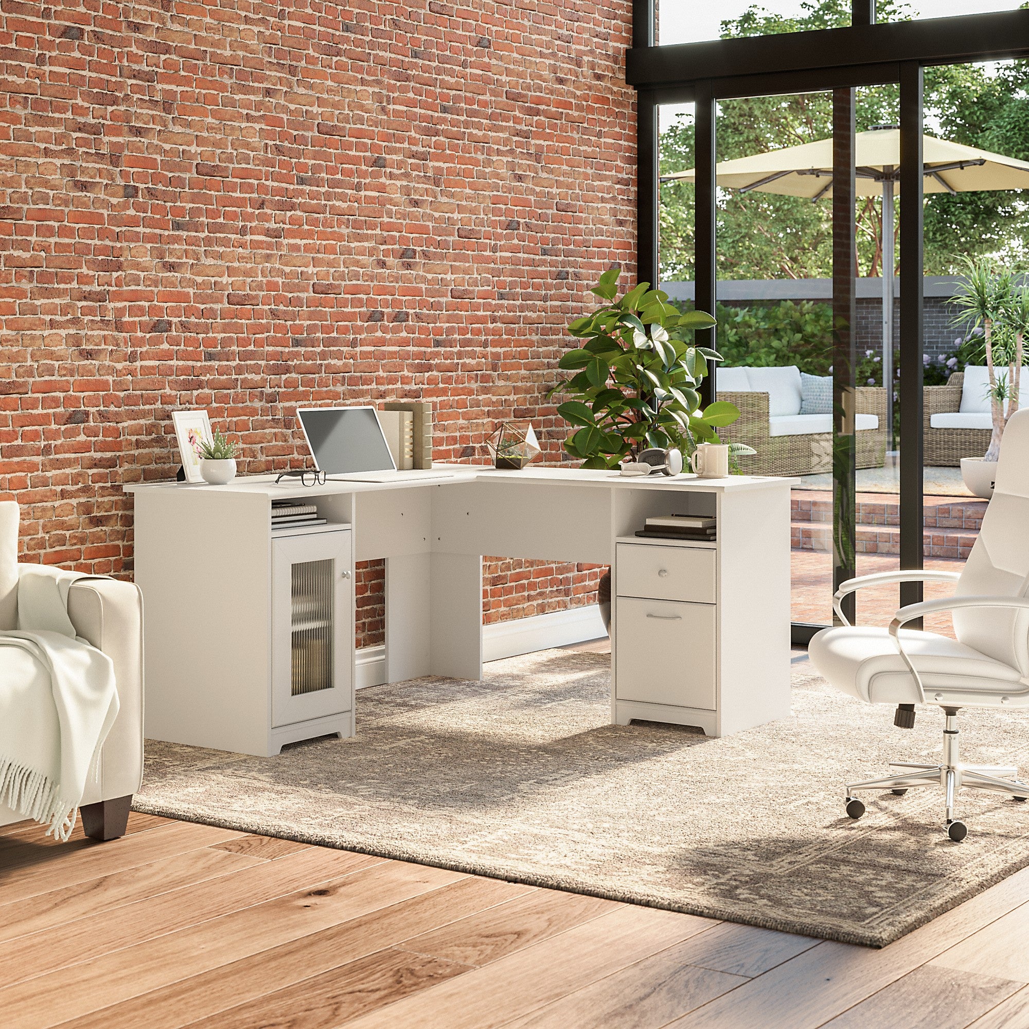 Bush Furniture Cabot 60W L Shaped Computer Desk with Storage