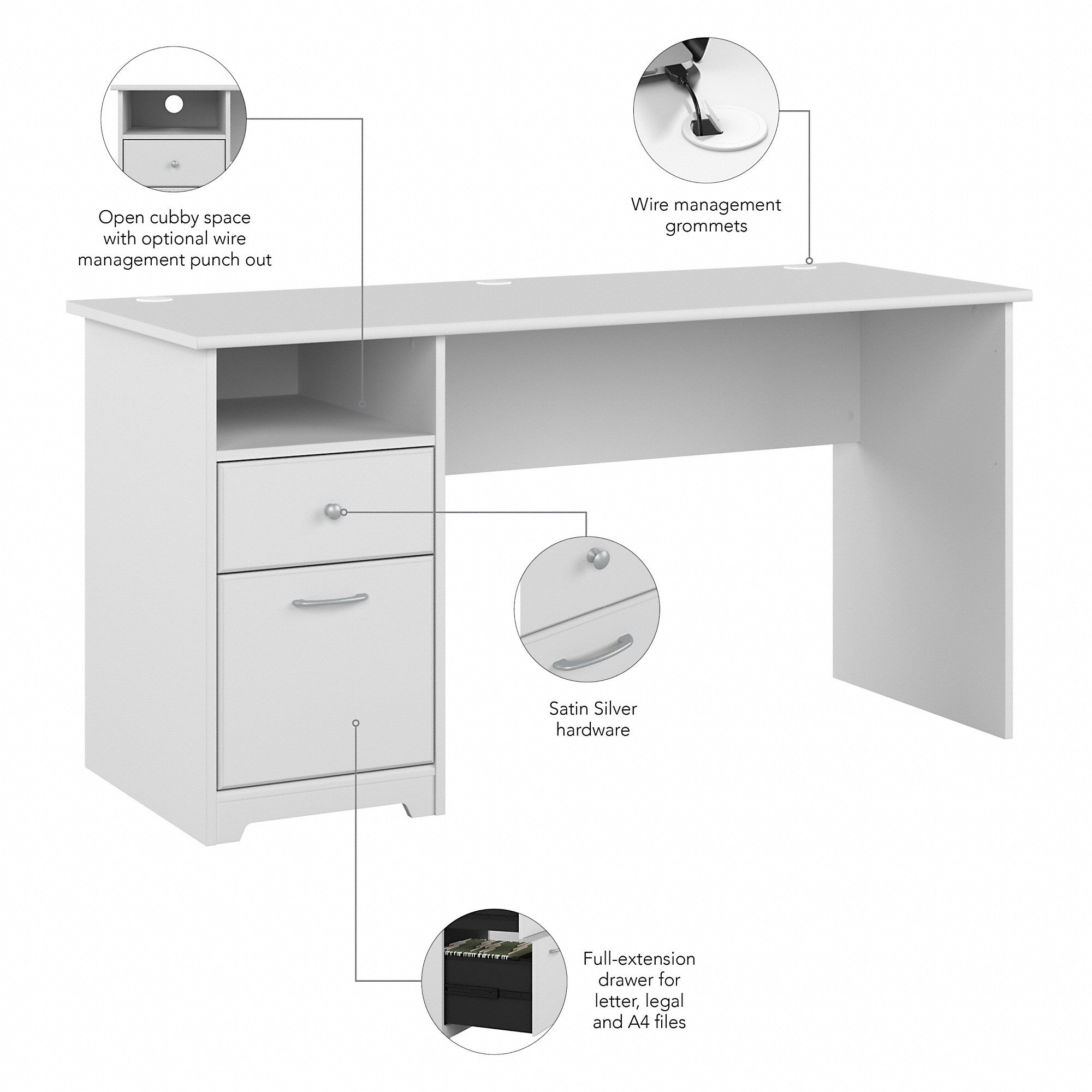 Bush Furniture Cabot 60W Computer Desk with Drawers