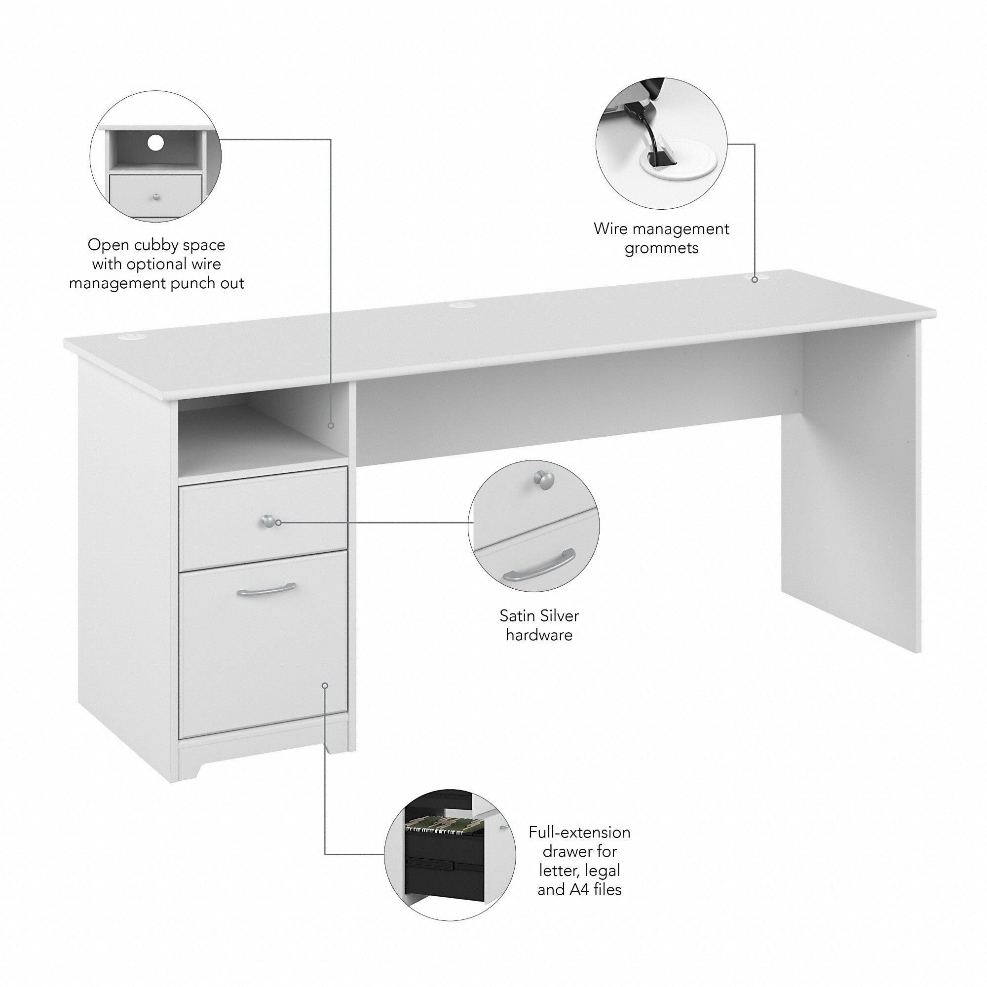 Bush Furniture Cabot 72W Computer Desk with Drawers