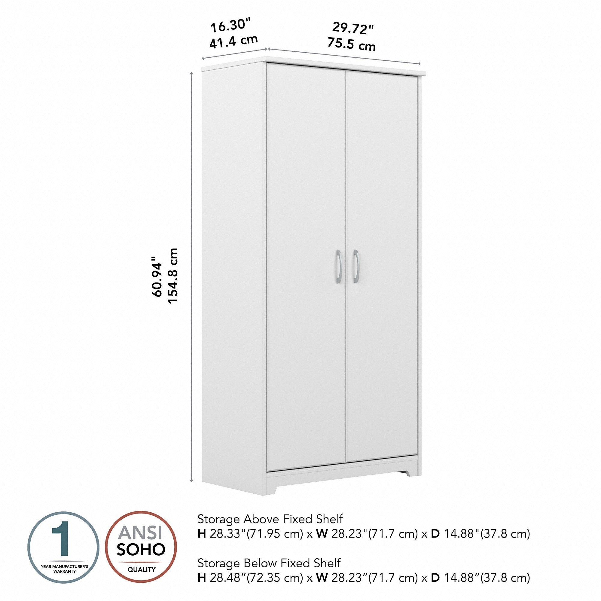 Bush Furniture Cabot Tall Kitchen Pantry Cabinet with Doors