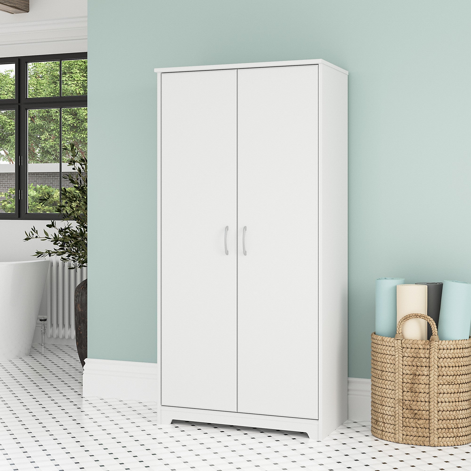 Bush Furniture Cabot Tall Bathroom Storage Cabinet with Doors