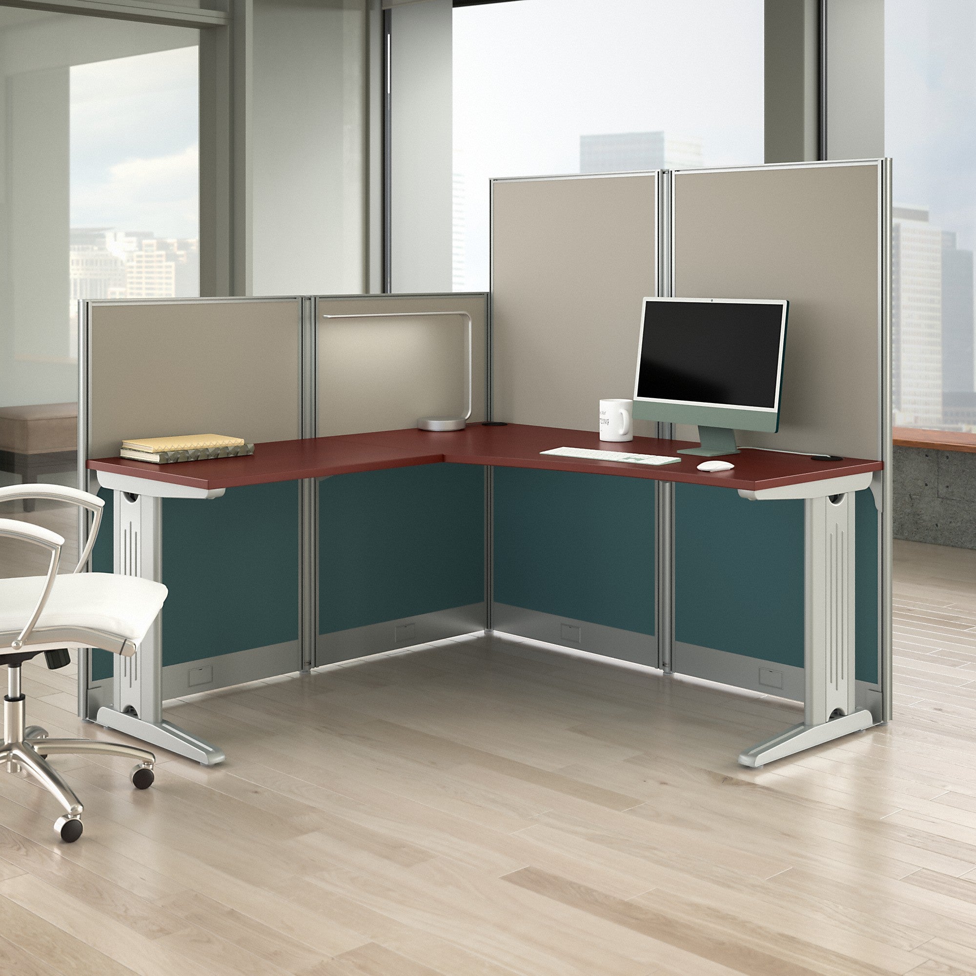 Bush Business Furniture Office in an Hour 65W x 65D L Shaped Cubicle Workstation