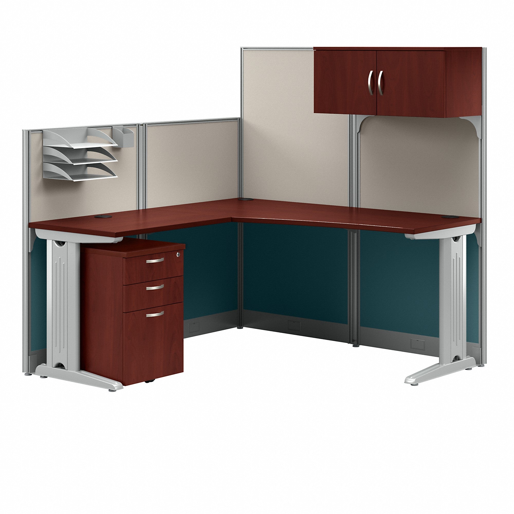 Bush Business Furniture Office in an Hour 65W x 65D L Shaped Cubicle Workstation with Storage