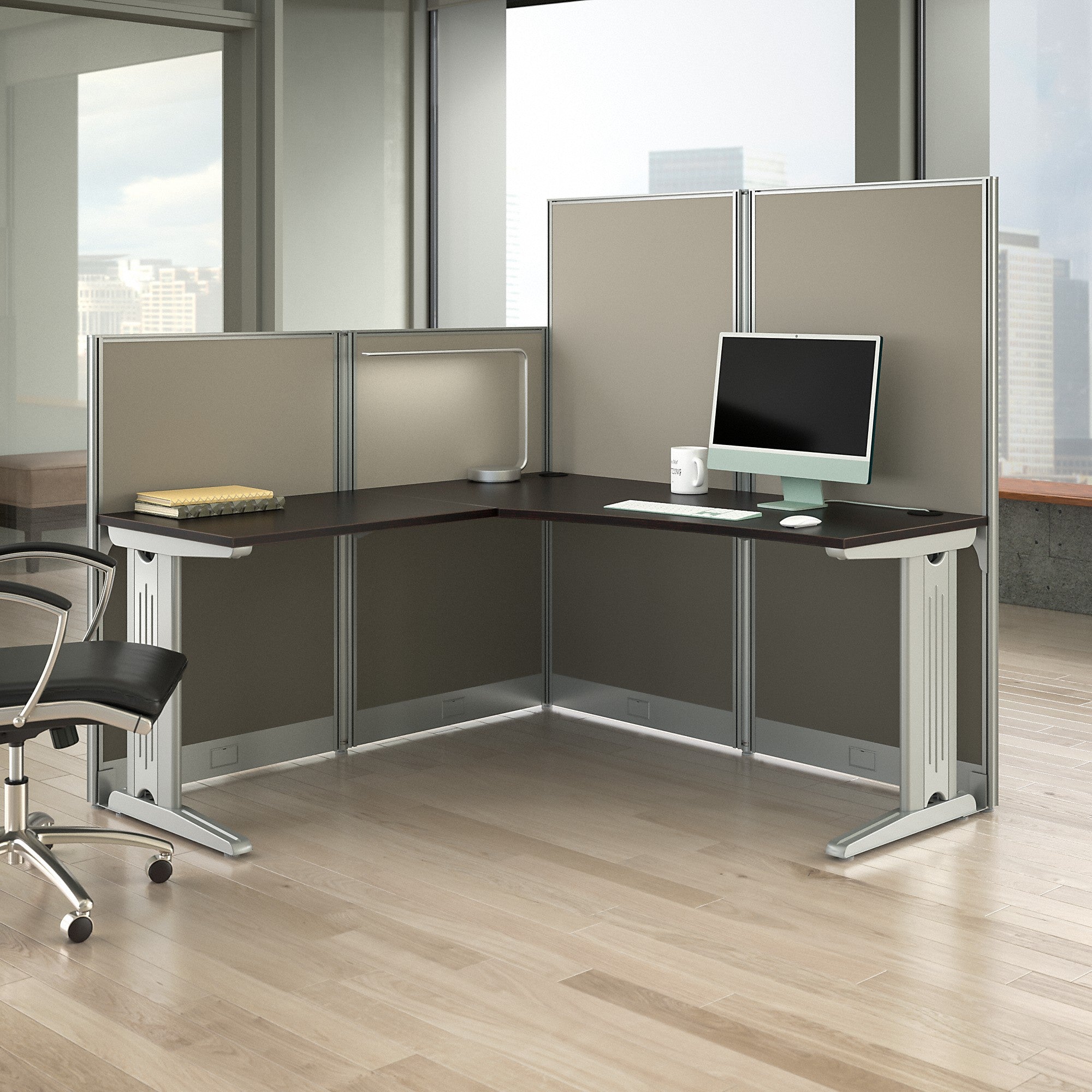 Bush Business Furniture Office in an Hour 65W x 65D L Shaped Cubicle Workstation