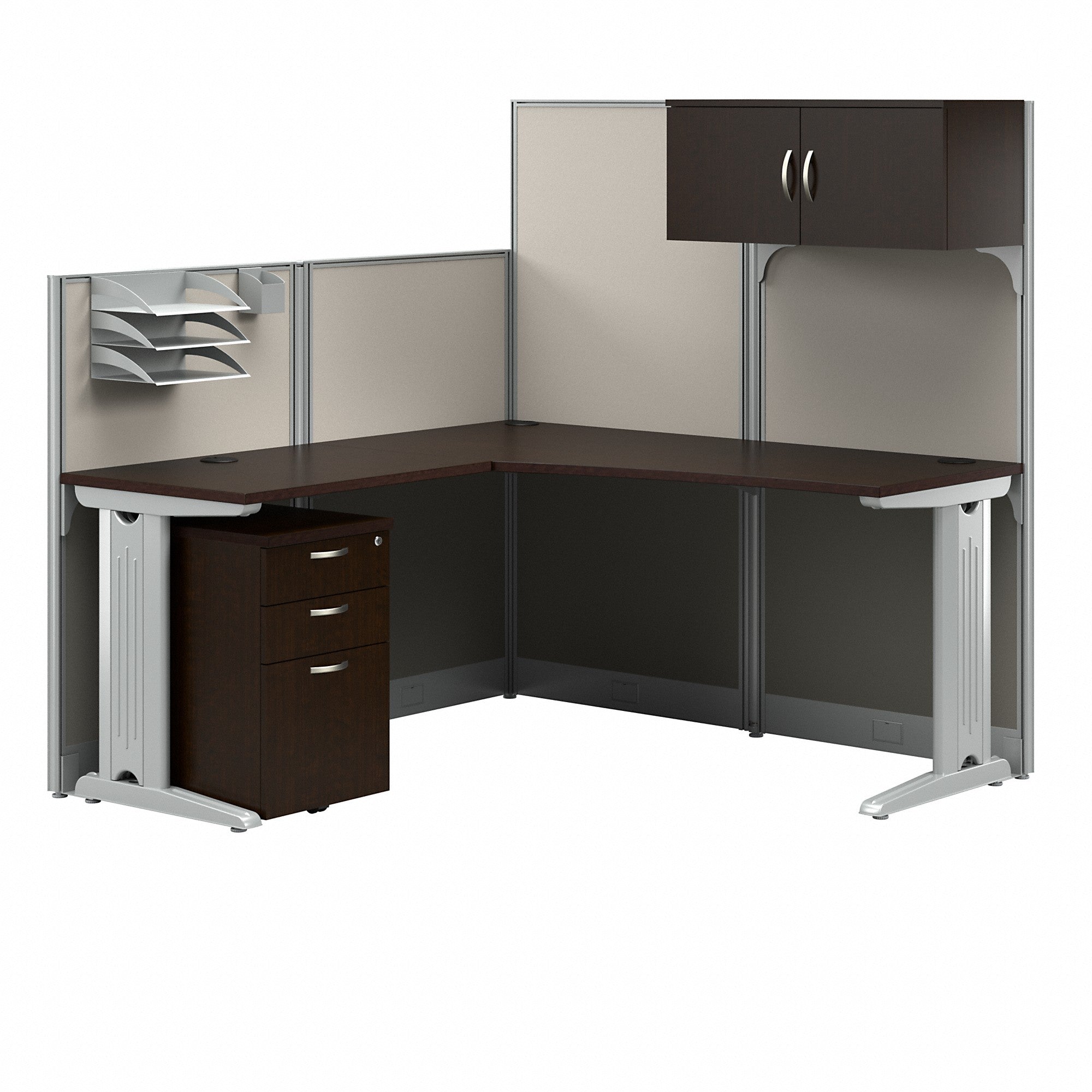 Bush Business Furniture Office in an Hour 65W x 65D L Shaped Cubicle Workstation with Storage