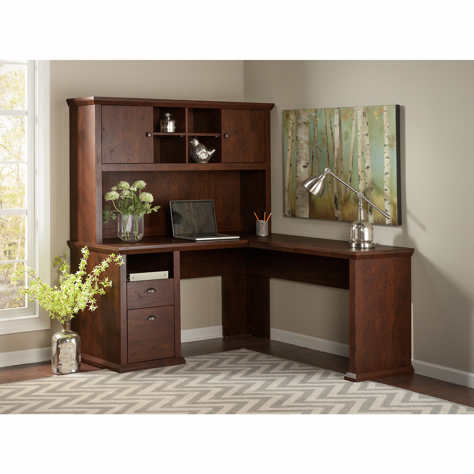 Bush Furniture Yorktown 60W L Shaped Desk with Storage