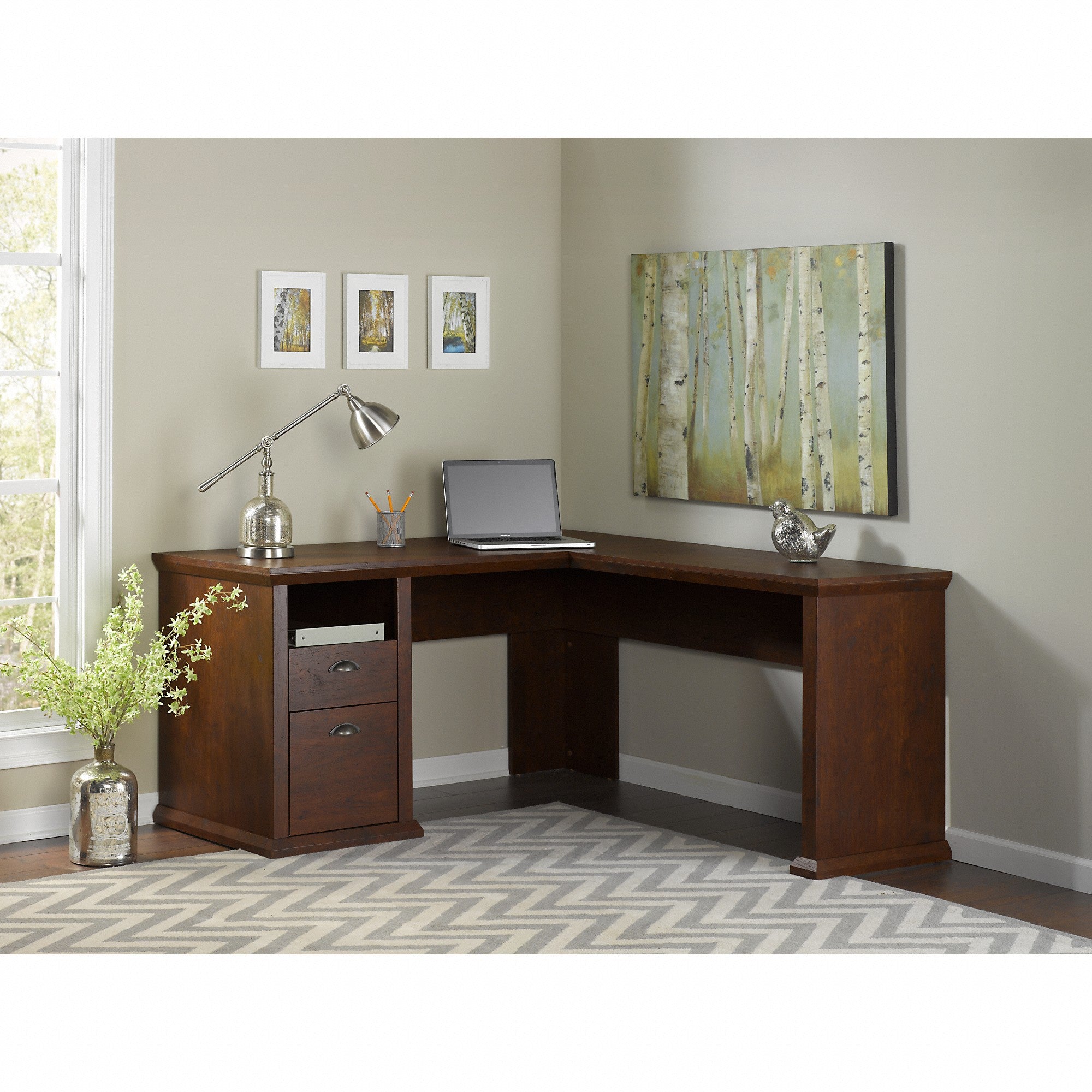 Bush Furniture Yorktown 60W L Shaped Desk with Storage