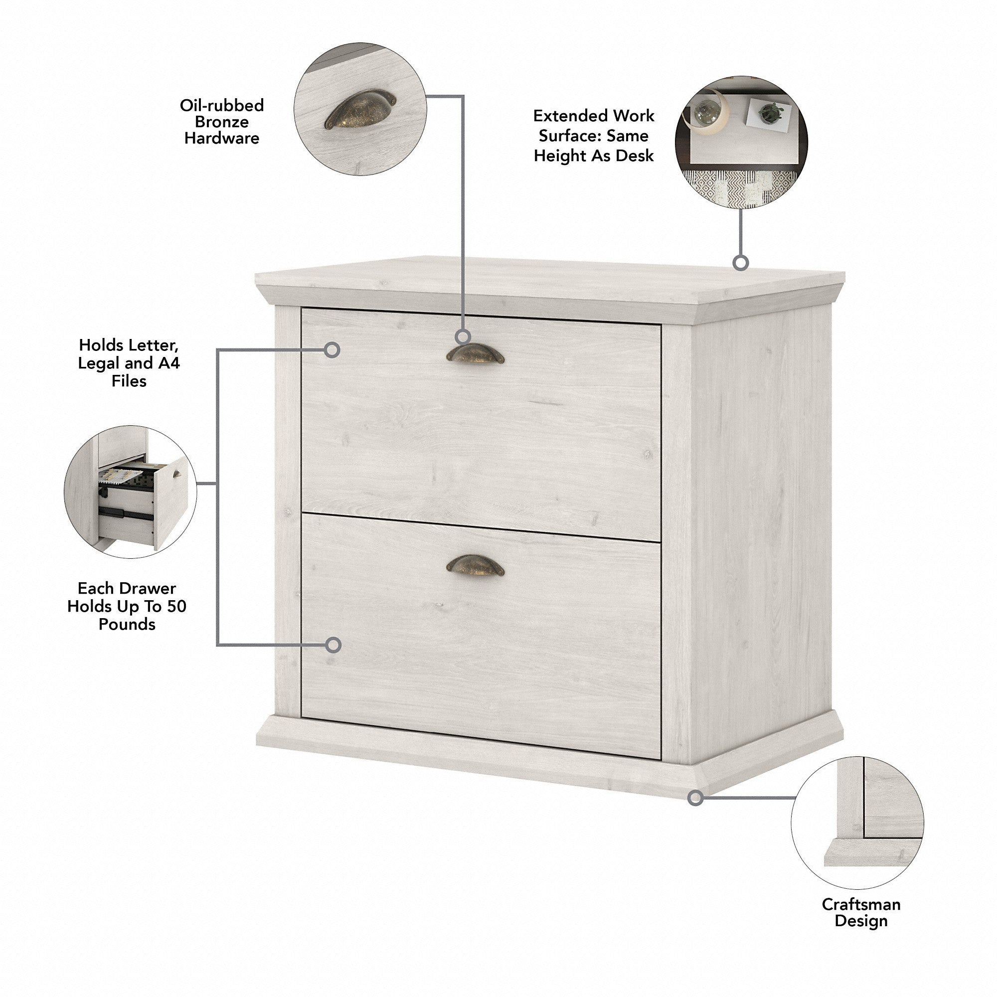 Bush Furniture Yorktown 2 Drawer Lateral File Cabinet