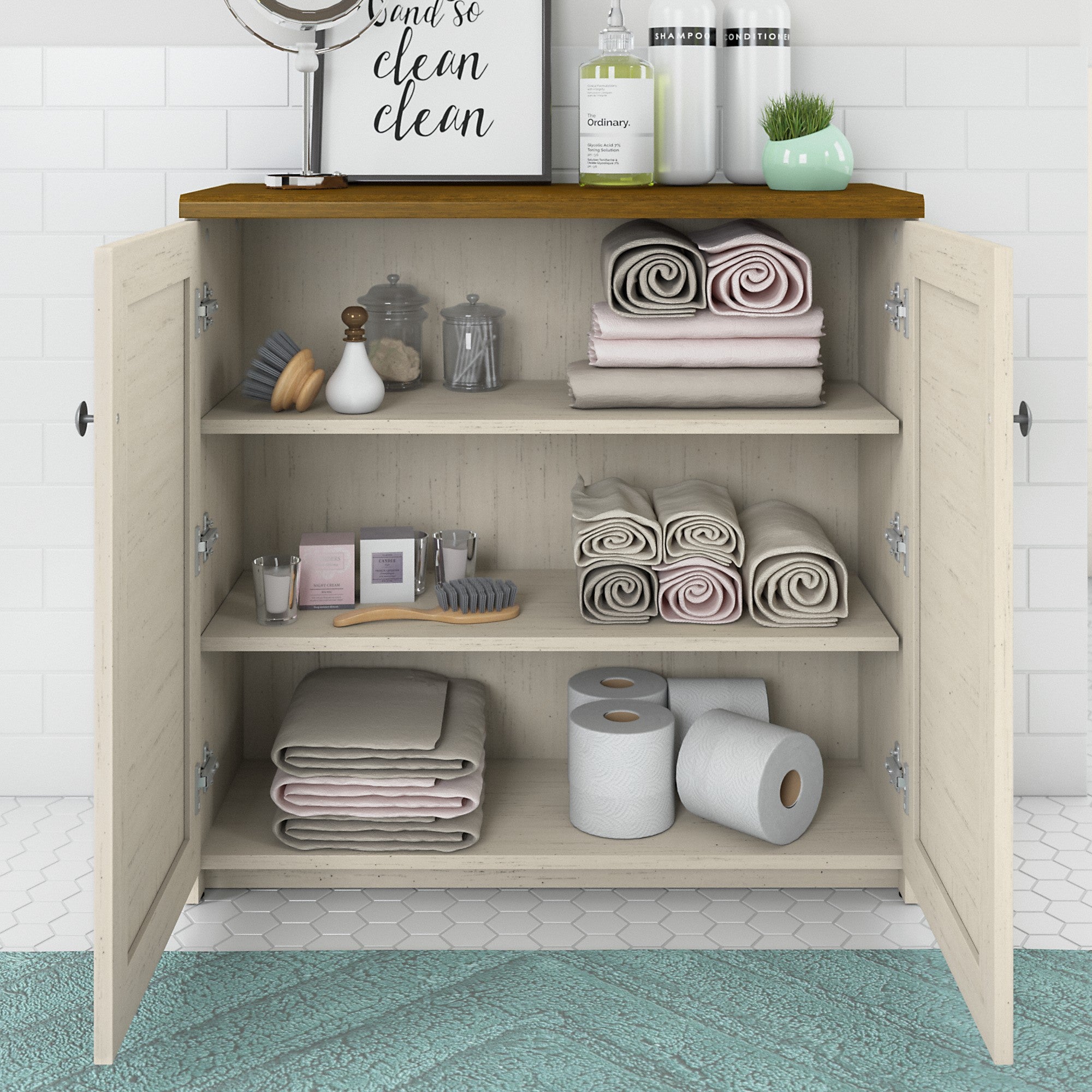 Bush Furniture Fairview Small Storage Cabinet with Doors and Shelves