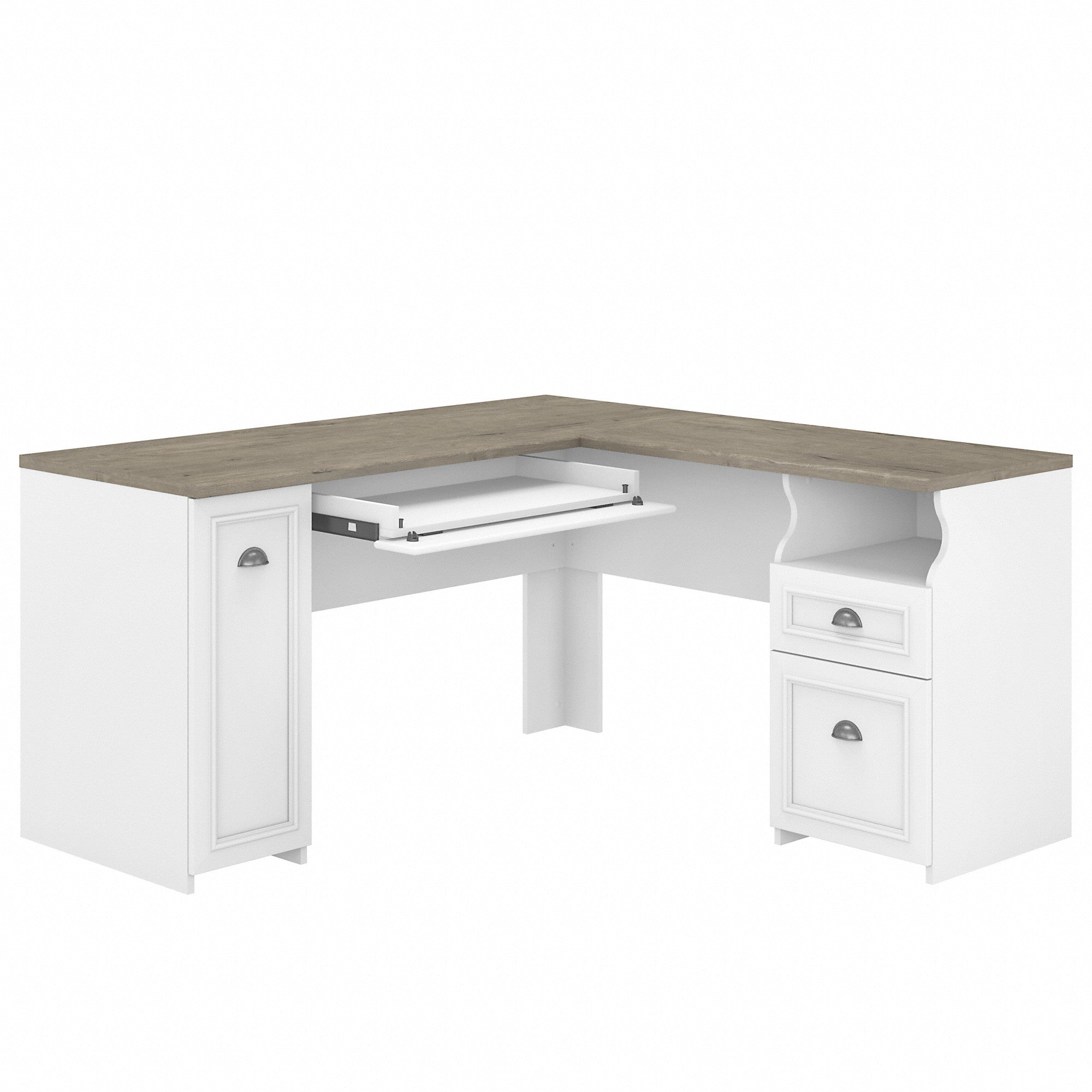 Bush Furniture Fairview 60W L Shaped Desk with Drawers and Storage Cabinet