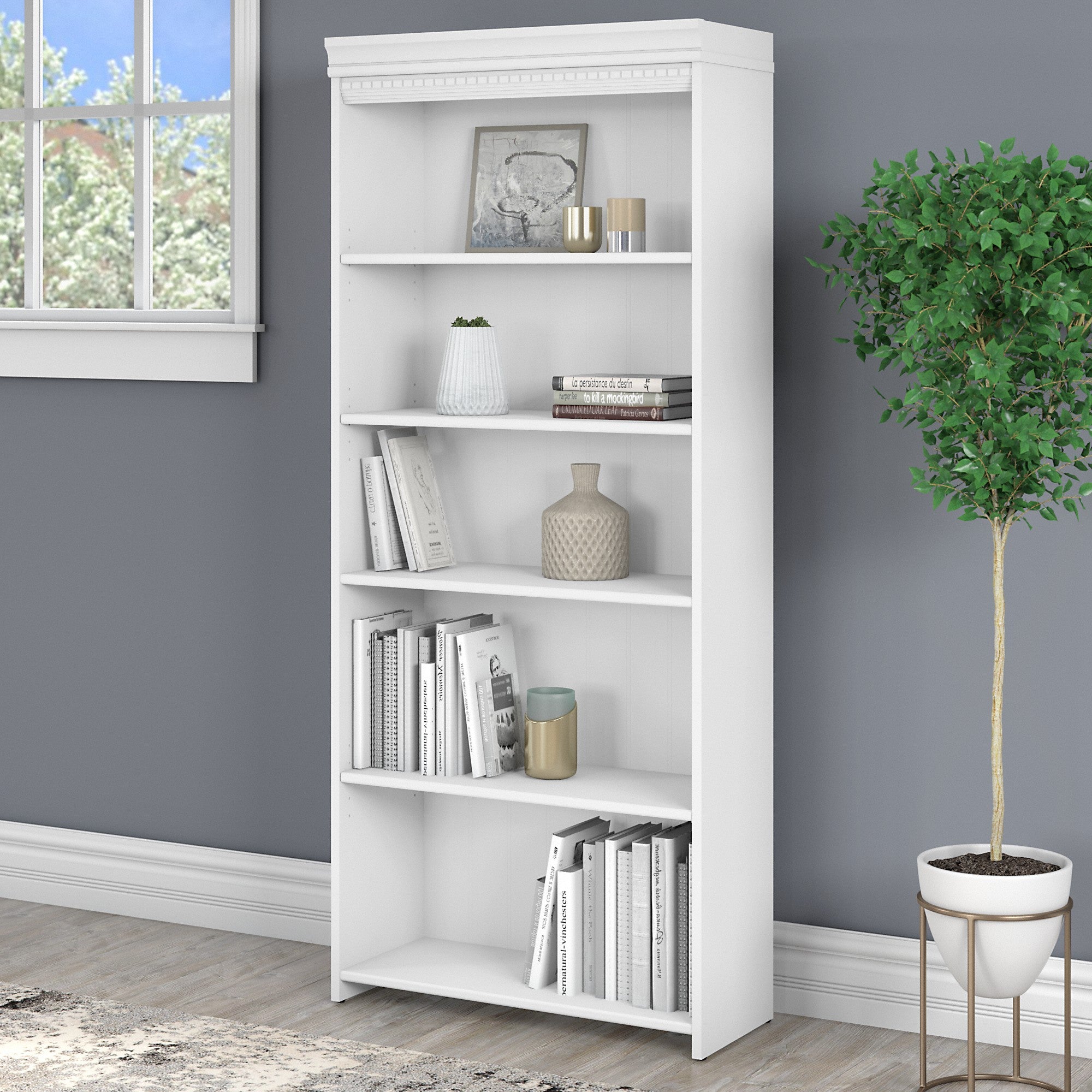 Bush Furniture Fairview Tall 5 Shelf Bookcase