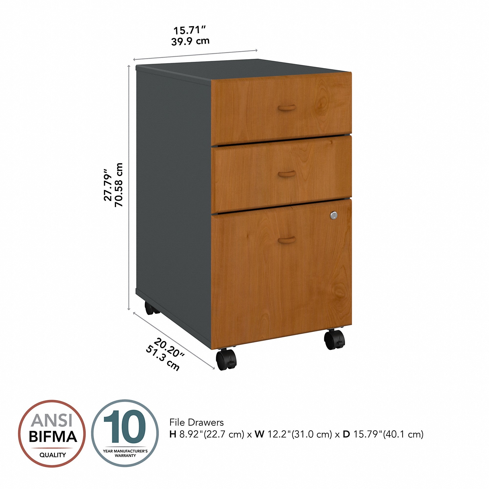 Bush Business Furniture Series A 3 Drawer Mobile File Cabinet