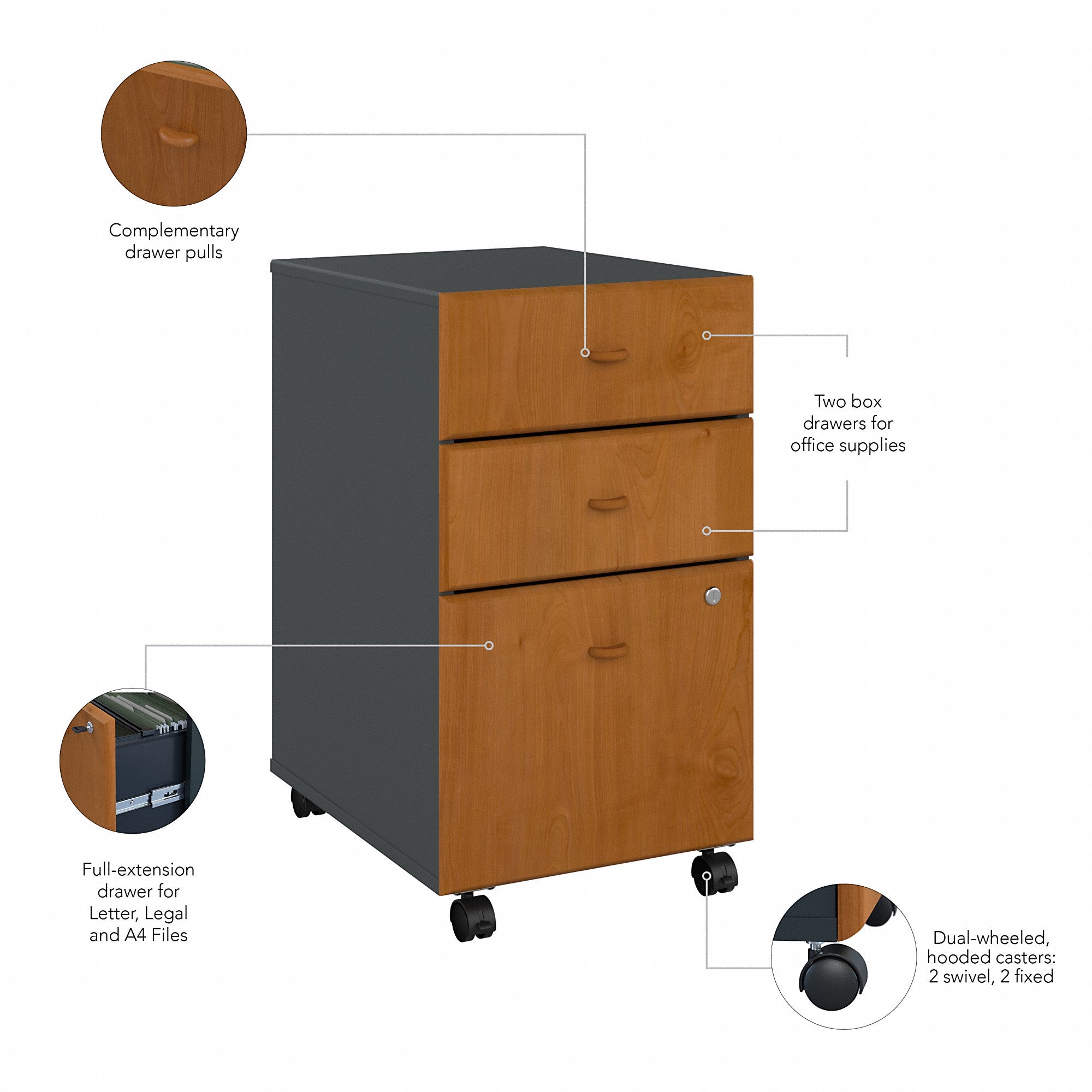 Bush Business Furniture Series A 3 Drawer Mobile File Cabinet