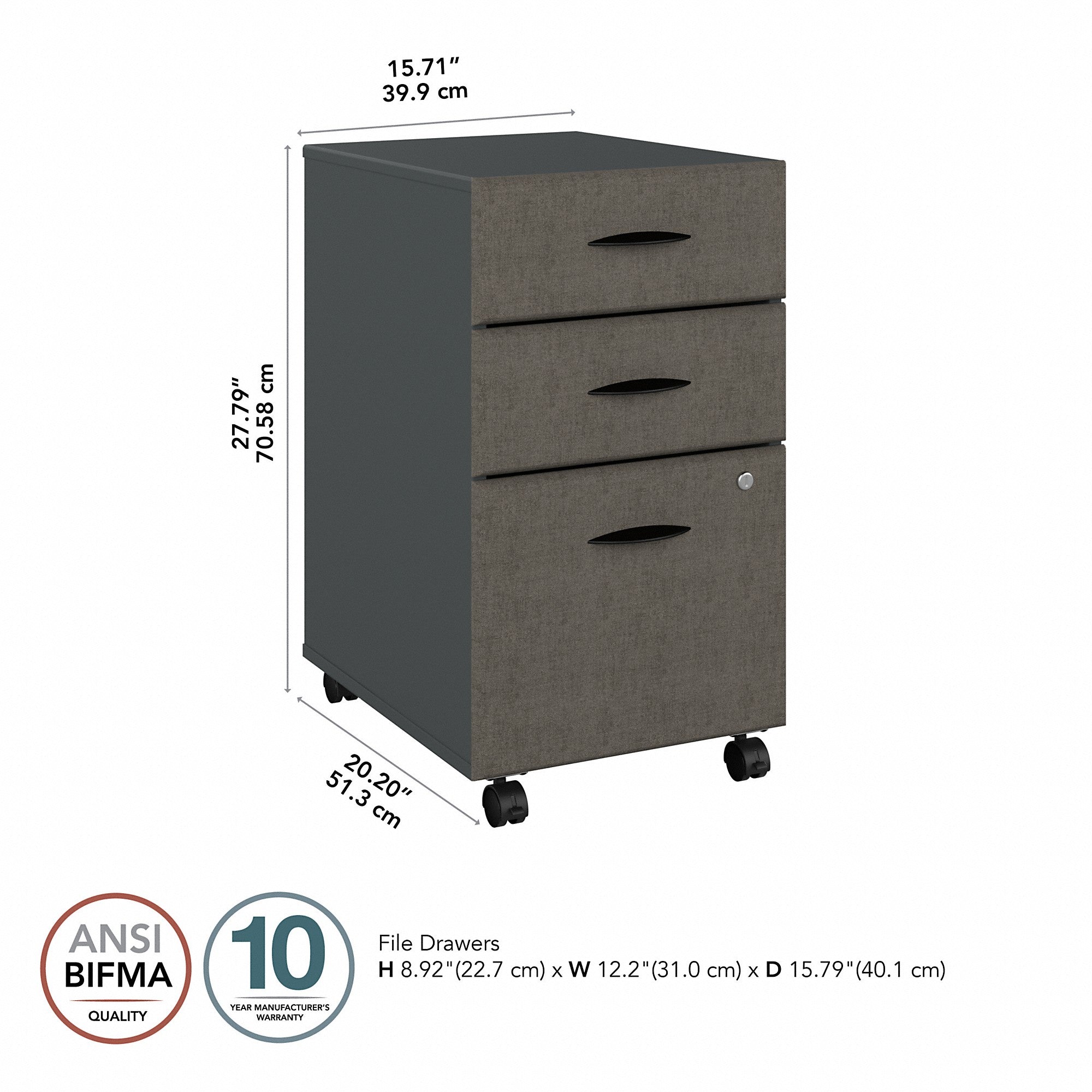 Bush Business Furniture Series A 3 Drawer Mobile File Cabinet