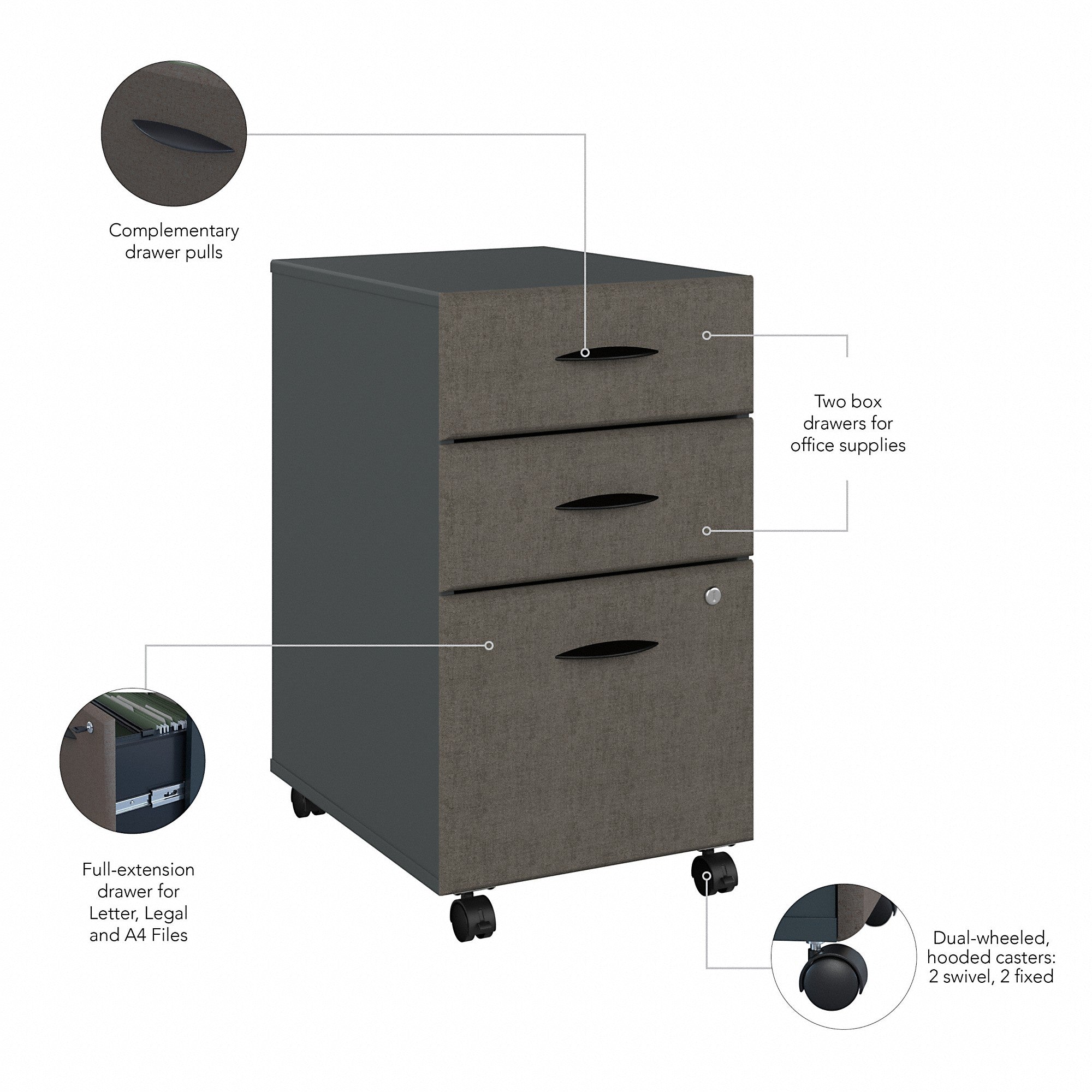 Bush Business Furniture Series A 3 Drawer Mobile File Cabinet