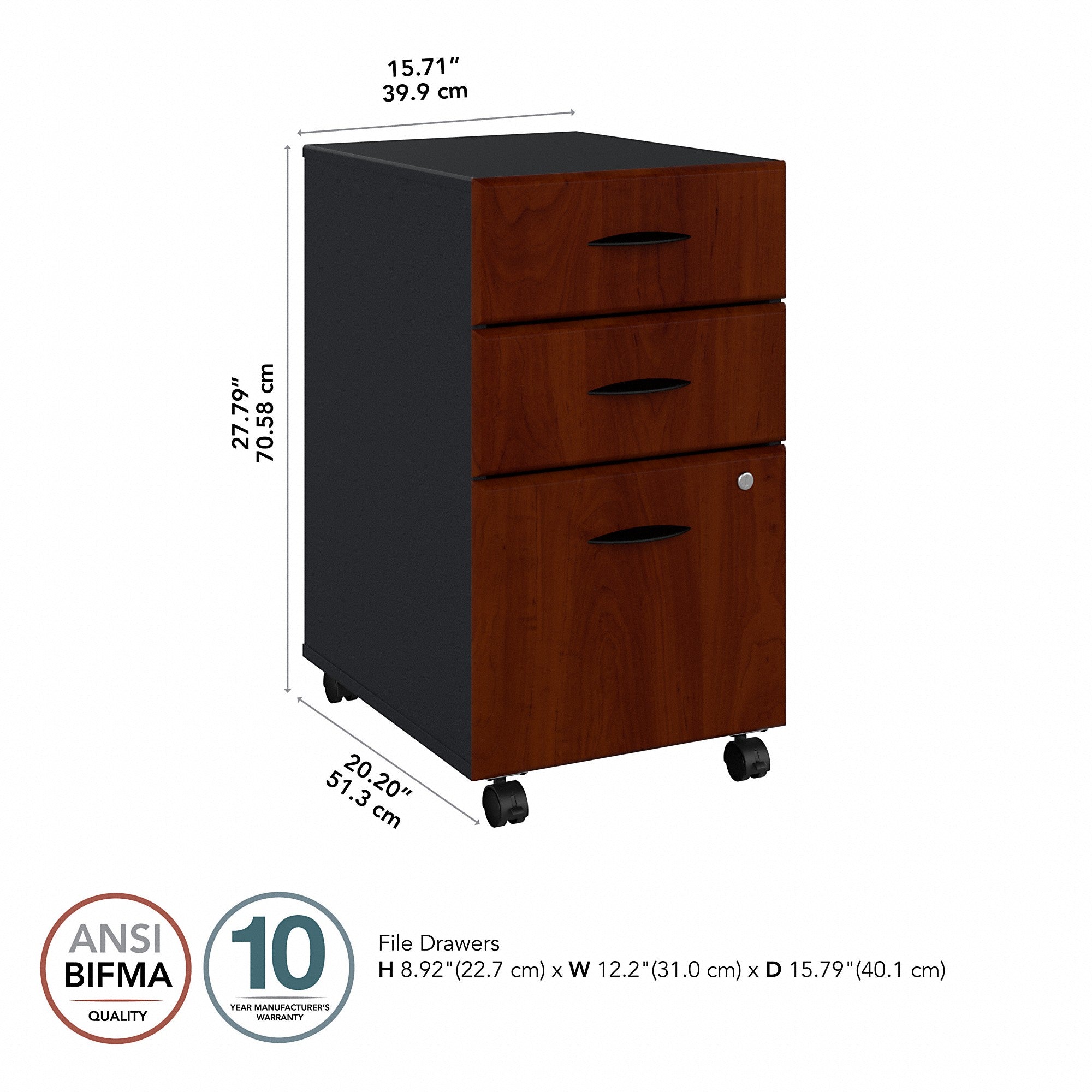 Bush Business Furniture Series A 3 Drawer Mobile File Cabinet